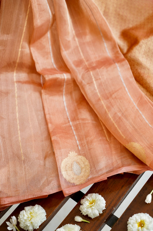 Summer Orange Tissue Silk Saree