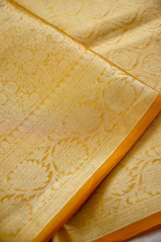 Yellow Banarasi Tissue Silk