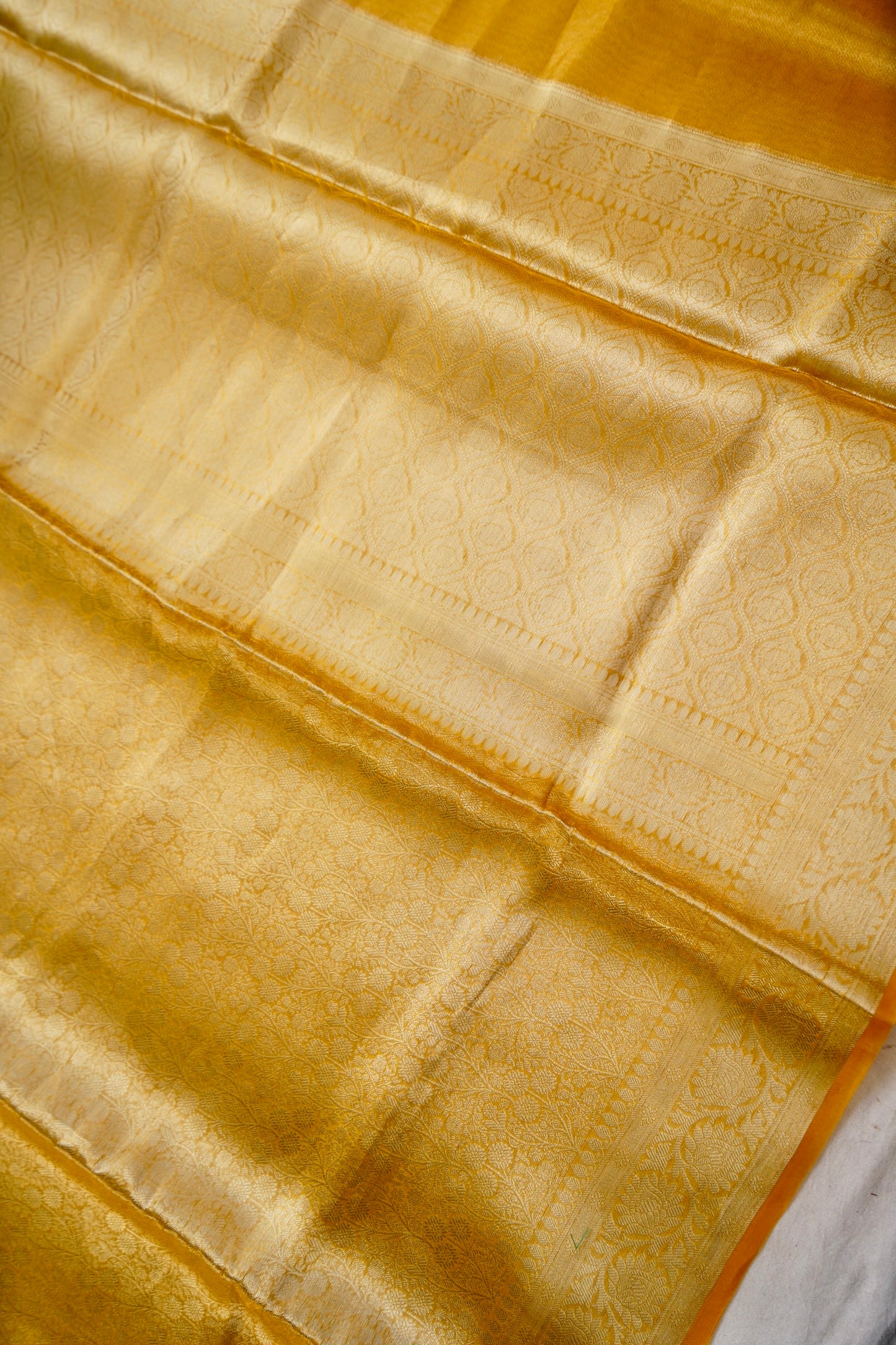 Yellow Banarasi Tissue Silk