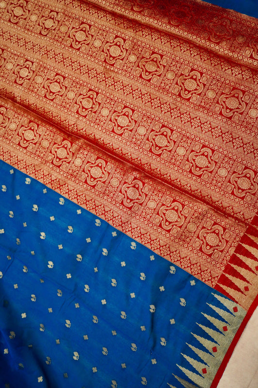 Elegant Blue Pure Banarasi Cotton Saree