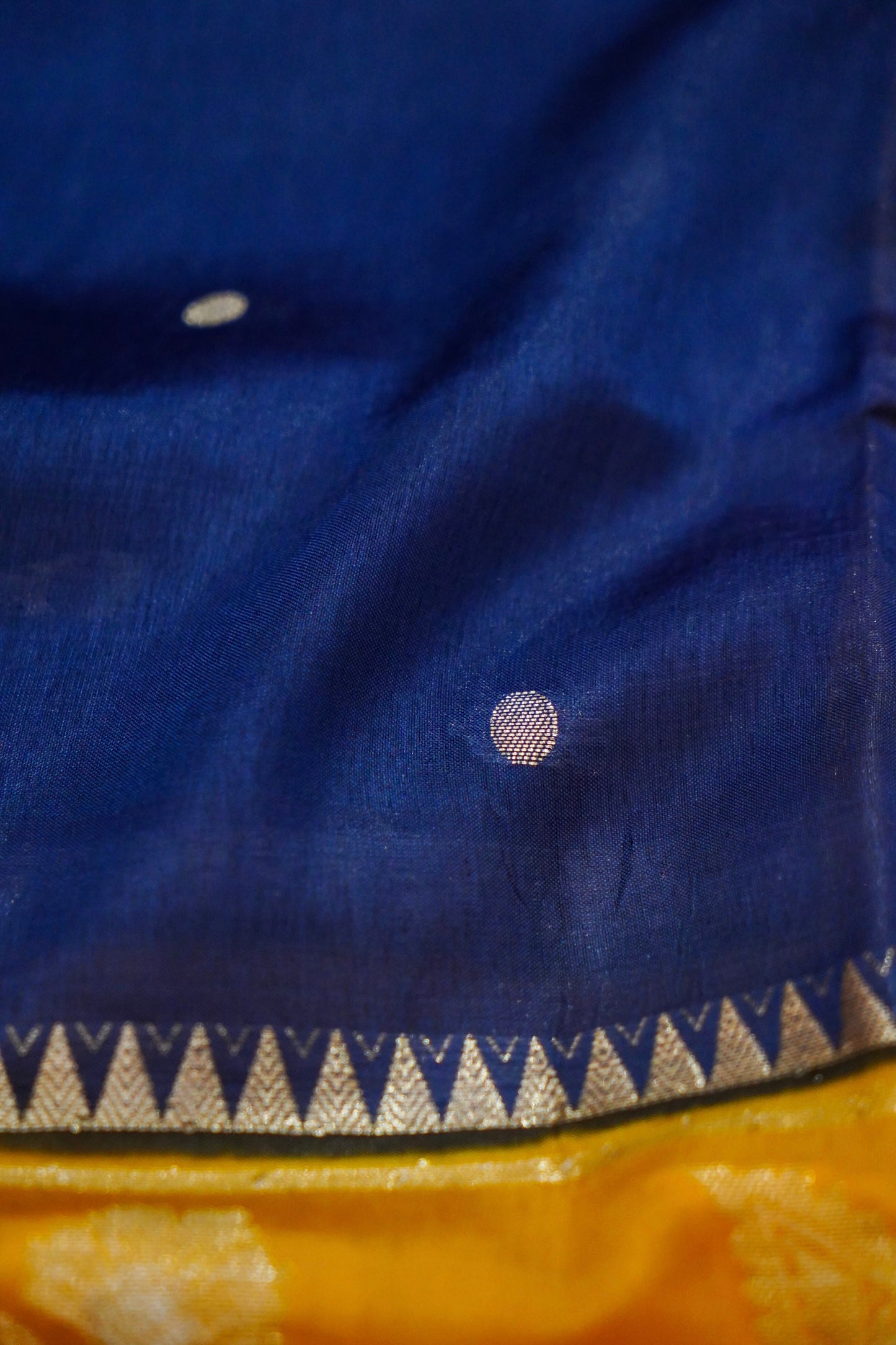 Banarasi Pulp Silk Saree in Blue with Yellow Border