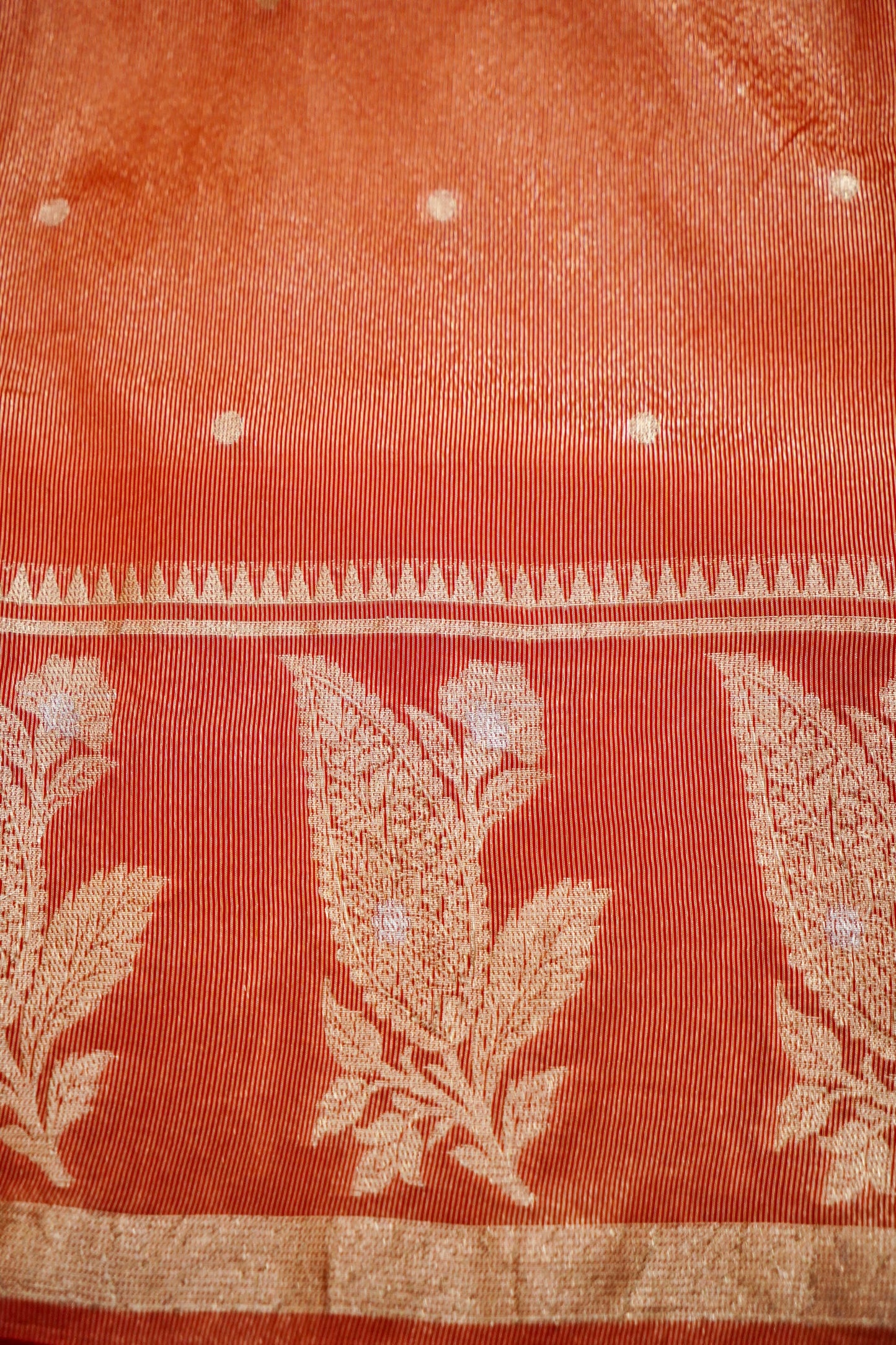 Banarasi Pulp Silk Saree in Beige with Red Border