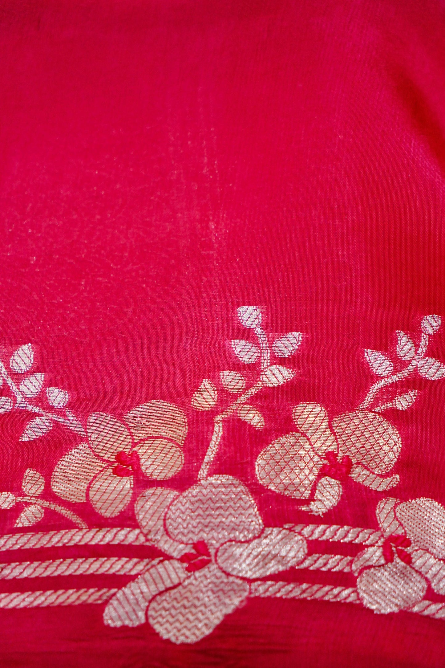 Radiant Deep Pink Raw Mango Silk Saree