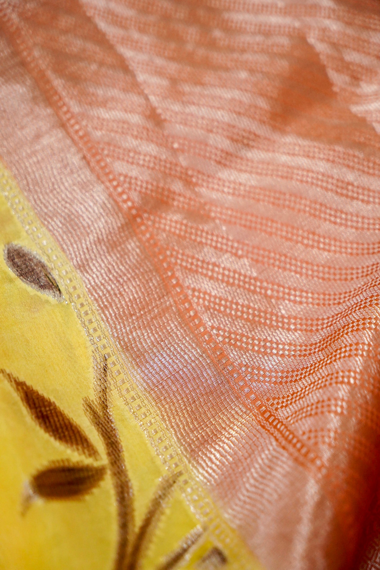 Elegant Yellow Pure Viscose Hand-Brush-Dyed Banarasi Saree