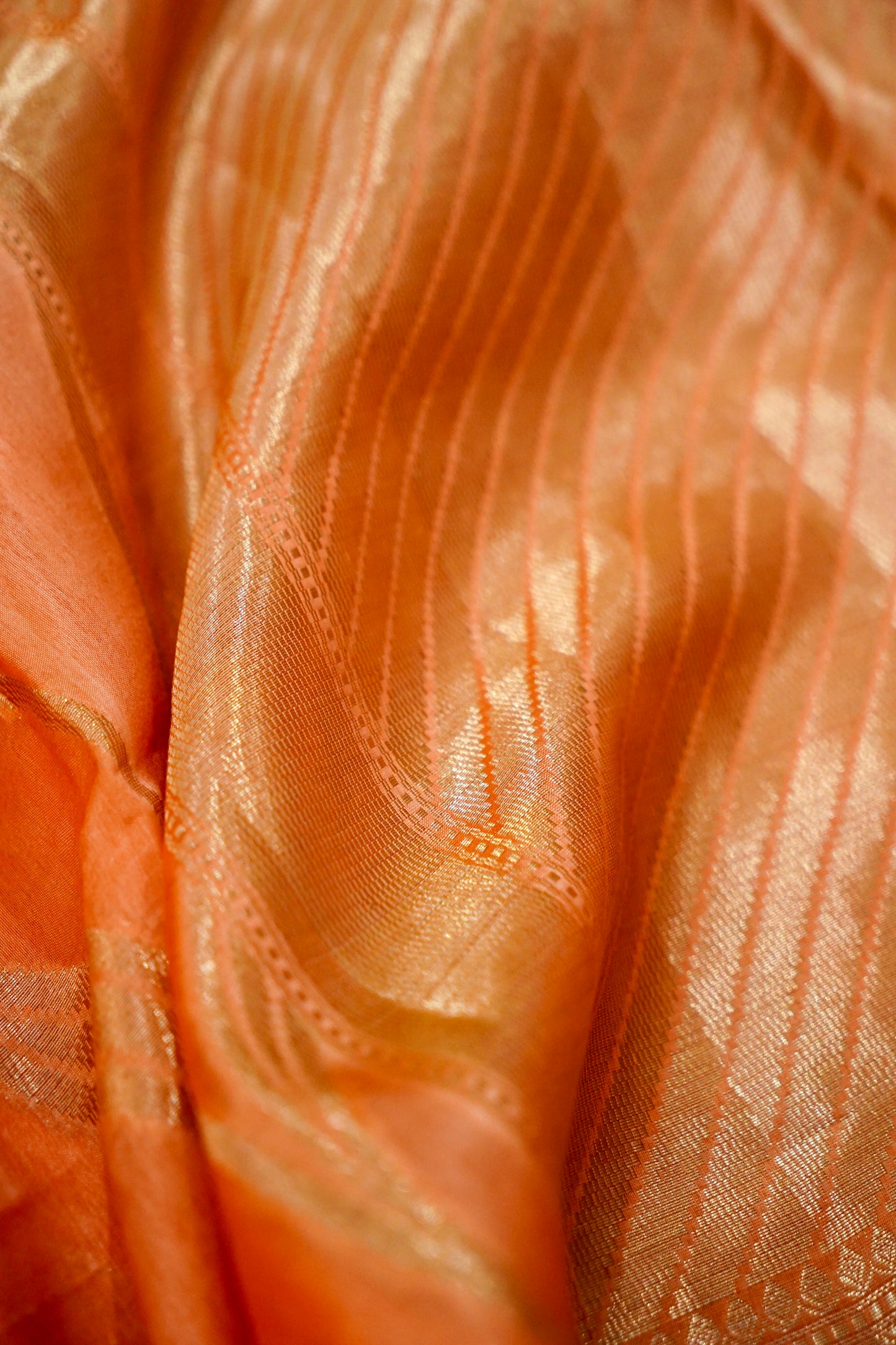 Elegant Orange Pure Viscose Hand-Brush-Dyed Banarasi Saree