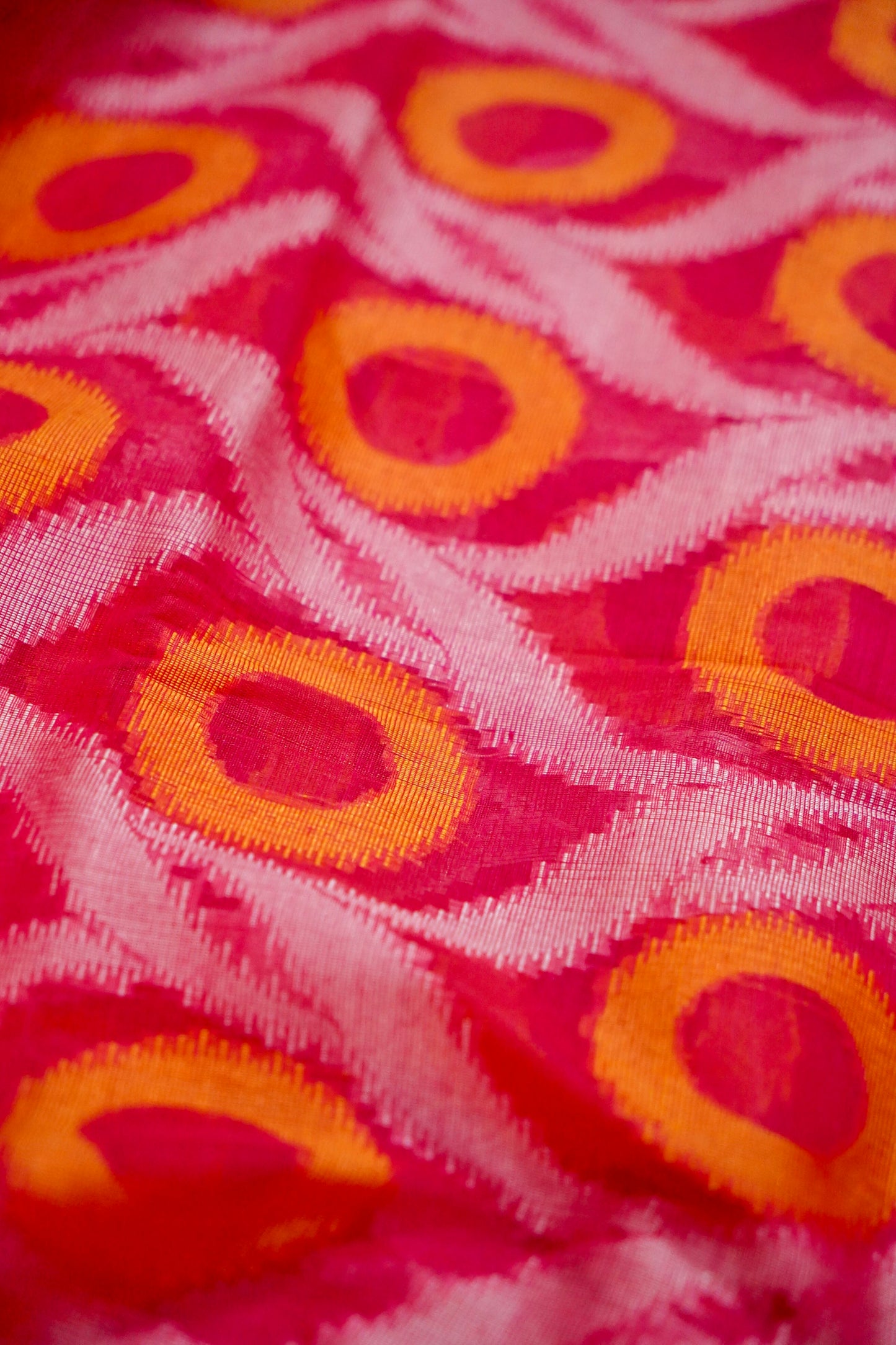 Handwoven Banarasi Pink Cotton Ikkat saree