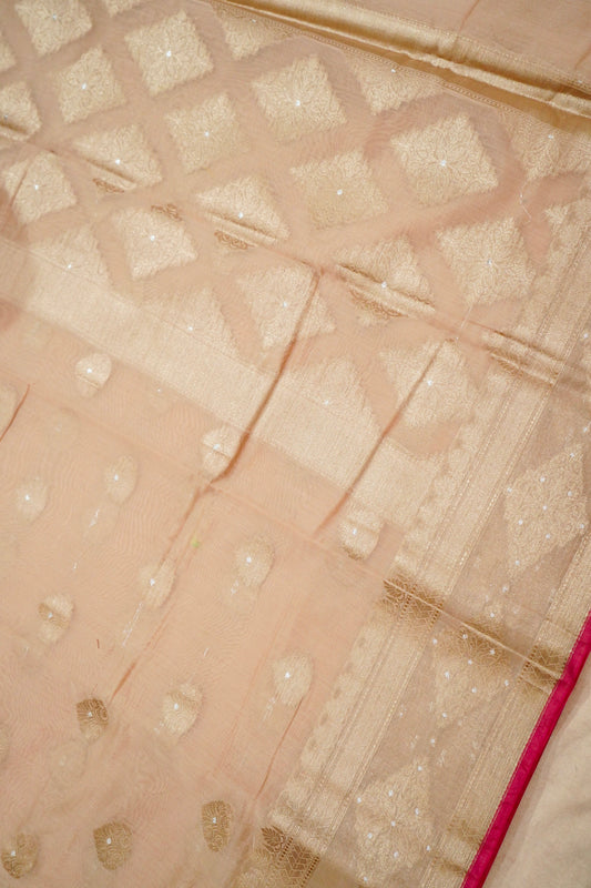 Lightweight Beige Banarasi Cotton Saree