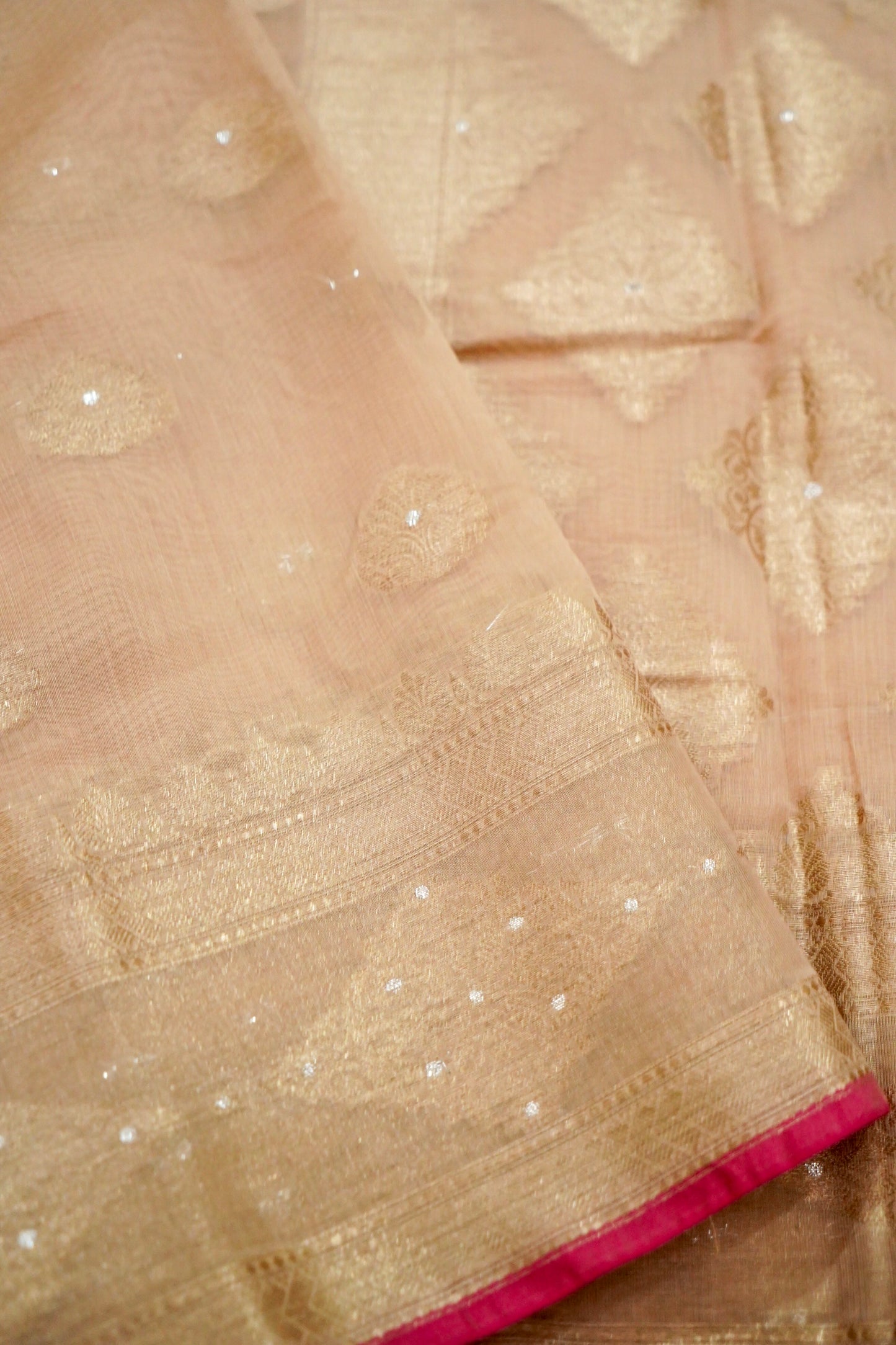 Lightweight Beige Banarasi Cotton Saree
