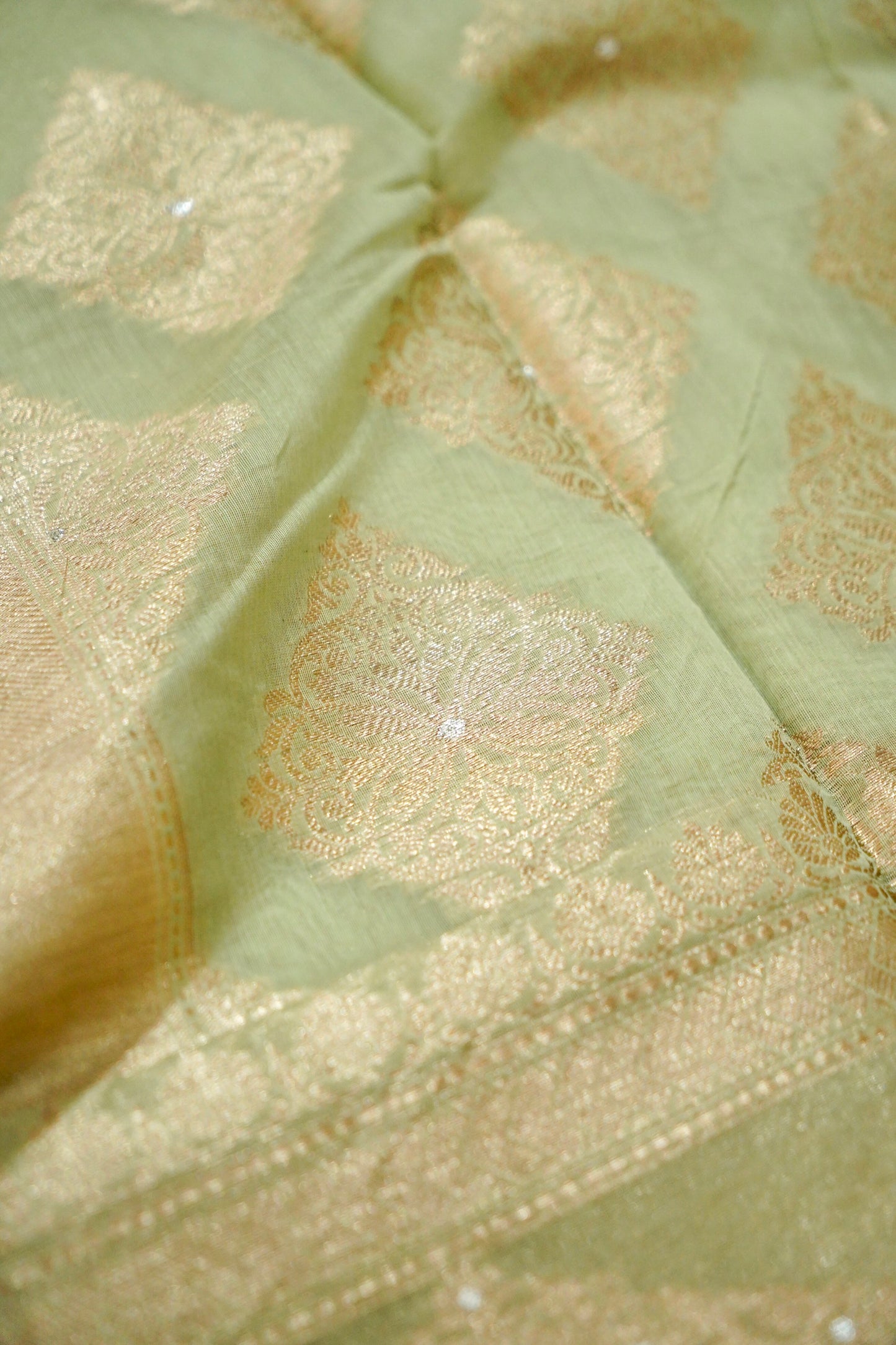 Lightweight Sea Green Banarasi Cotton Saree