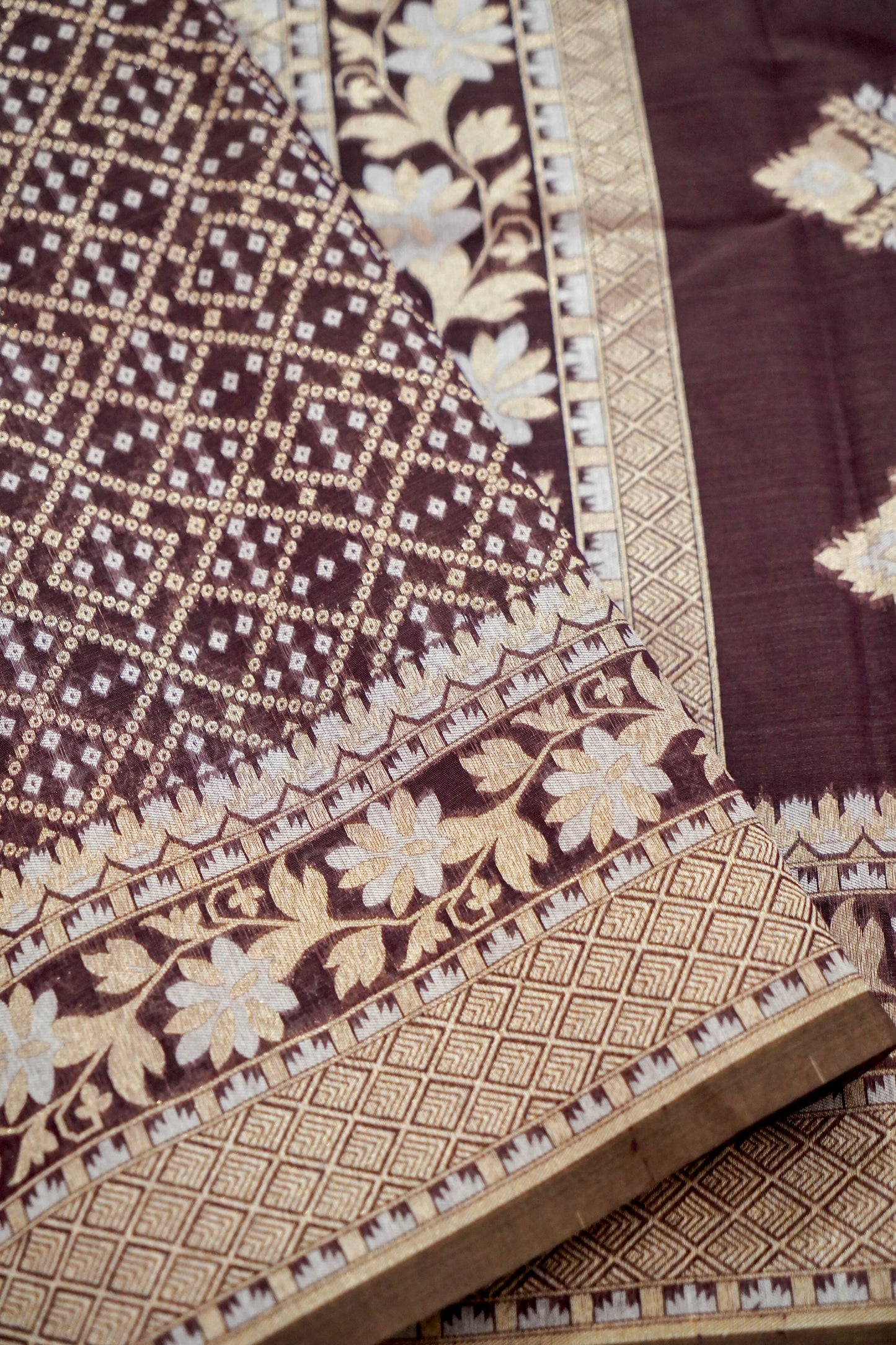 Stunning Wine Banarasi Fine Cotton Saree