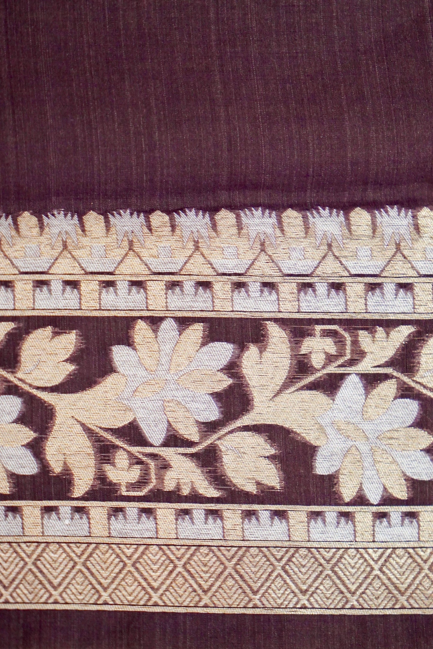 Stunning Wine Banarasi Fine Cotton Saree