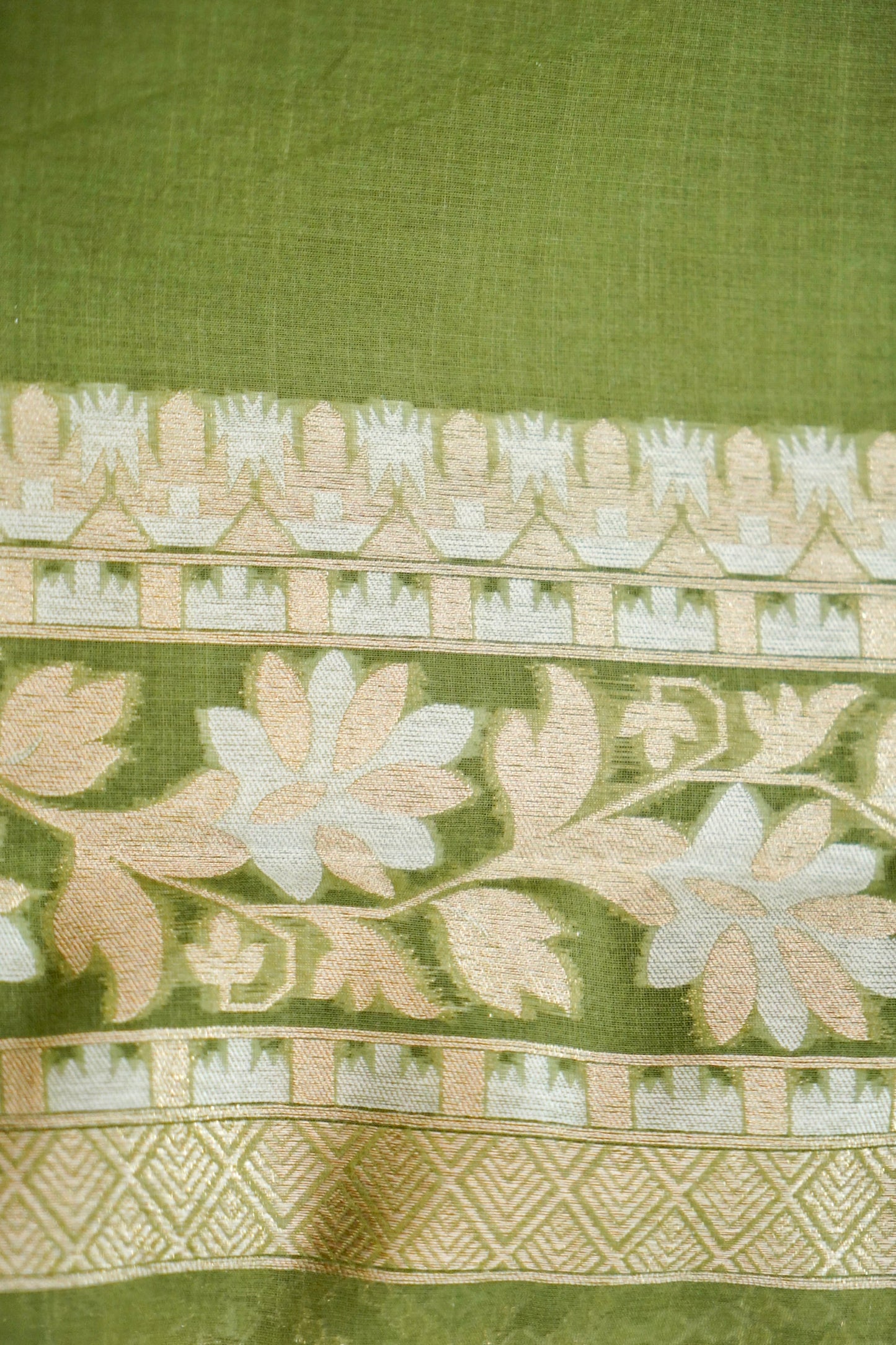 Stunning Green Banarasi Fine Cotton Saree