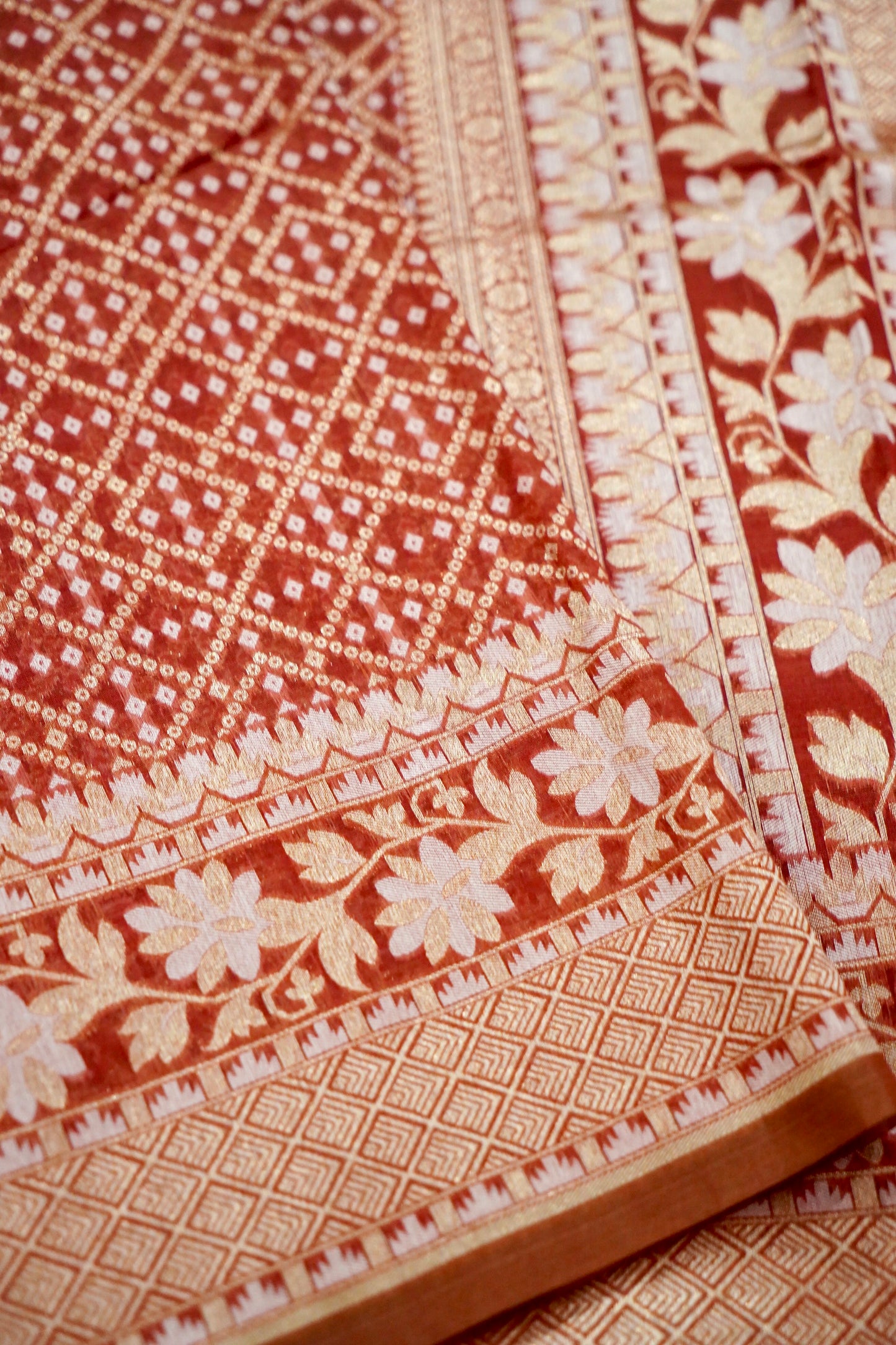 Stunning Red Banarasi Fine Cotton Saree