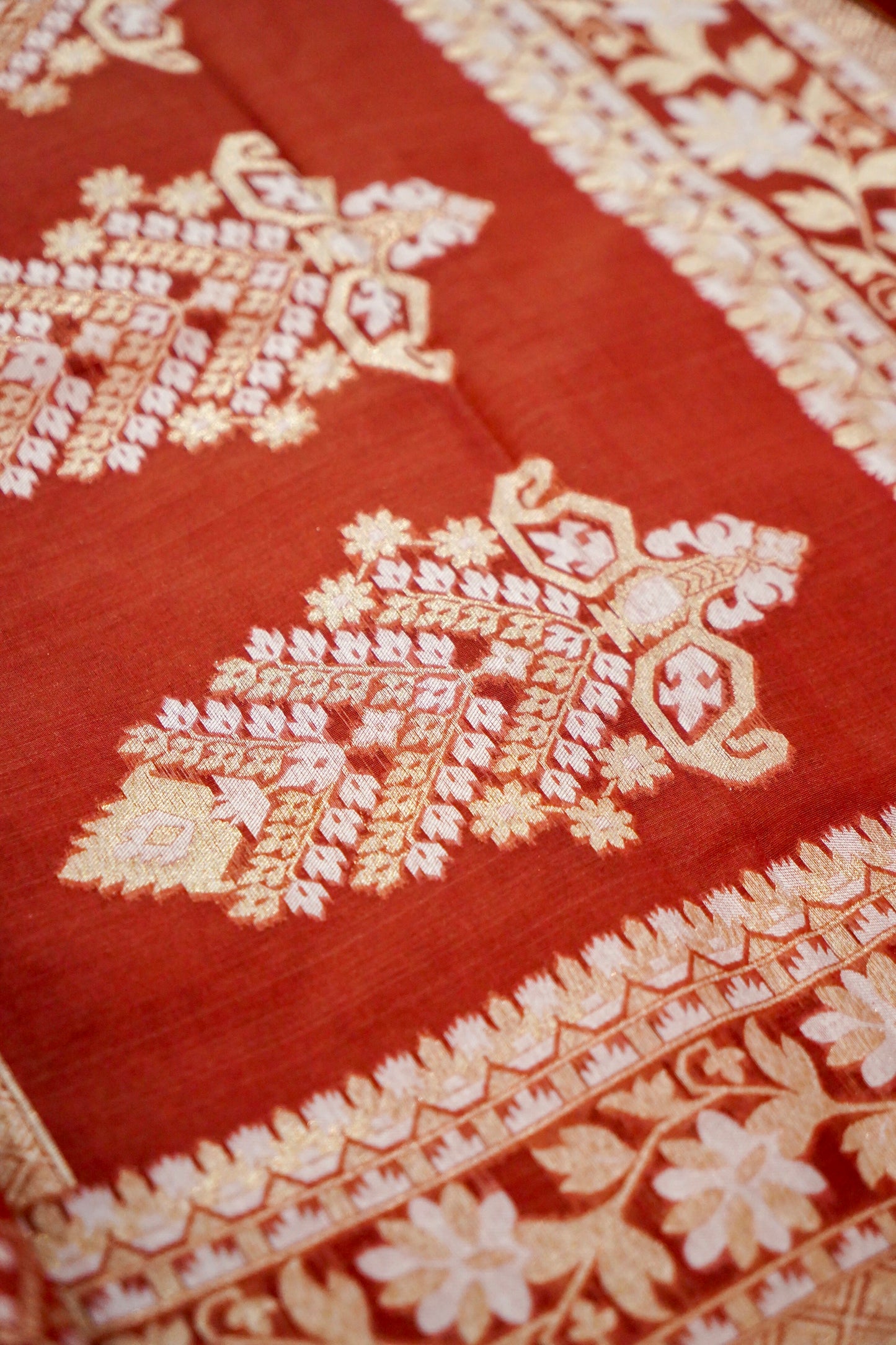 Stunning Red Banarasi Fine Cotton Saree