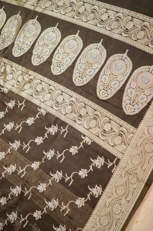 Brown Banarasi Cotton Saree