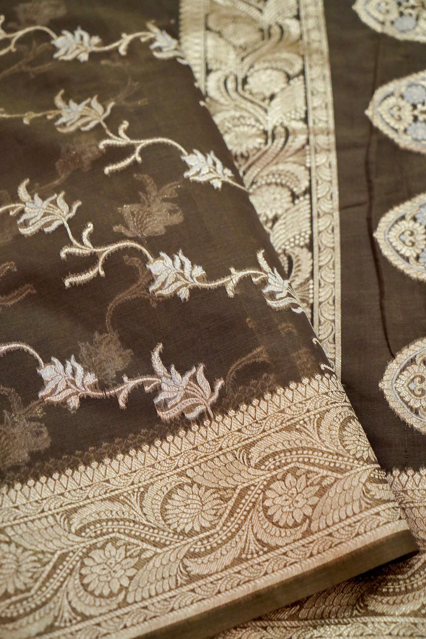 Brown Banarasi Cotton Saree