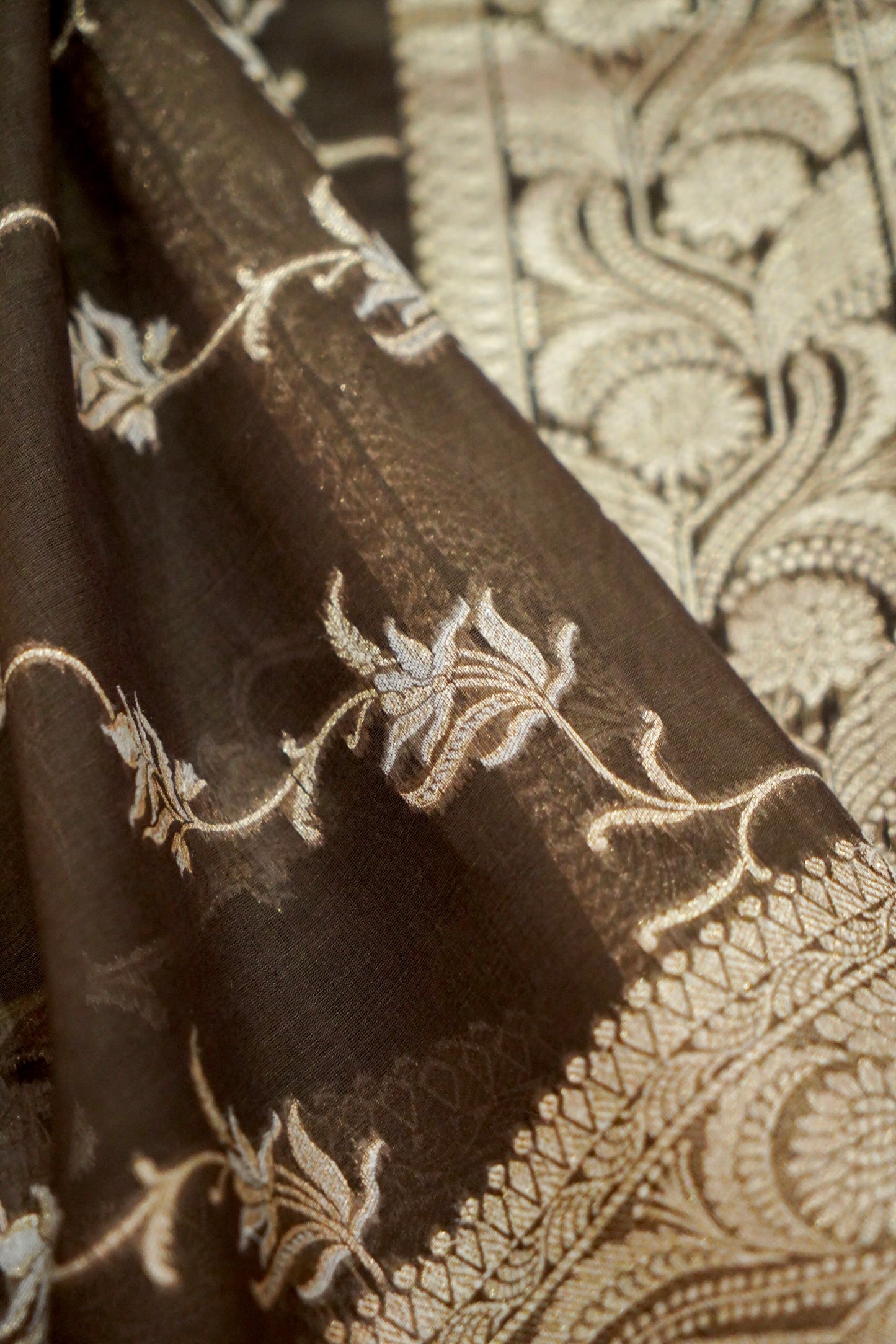 Brown Banarasi Cotton Saree