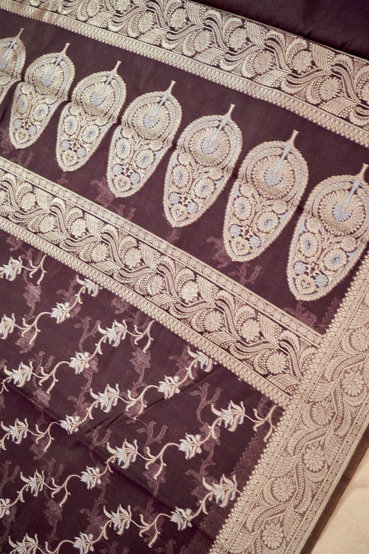 Radiant Wine Coloured Banarasi Cotton Saree