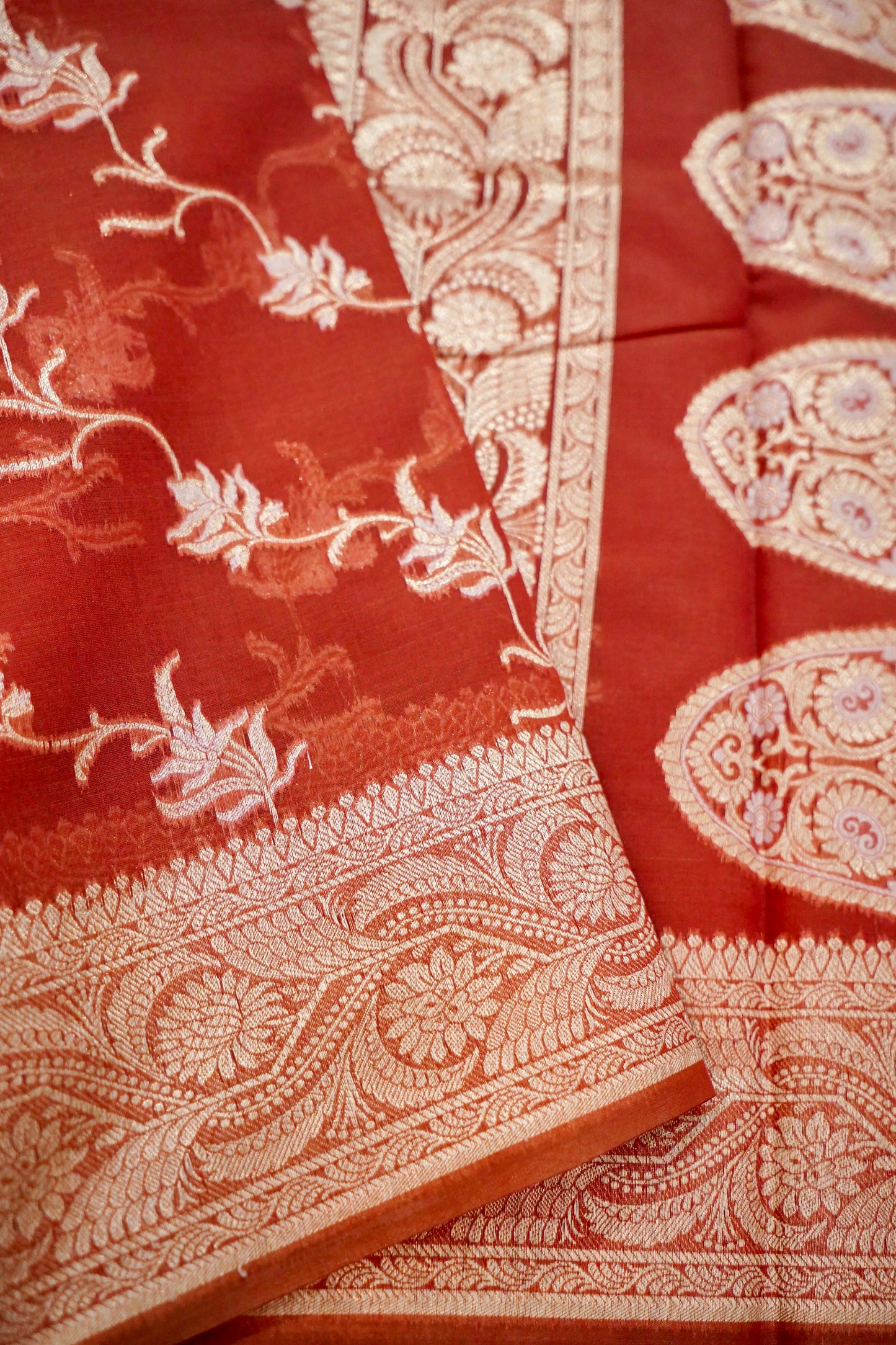 Rustic Orange Banarasi Cotton Saree