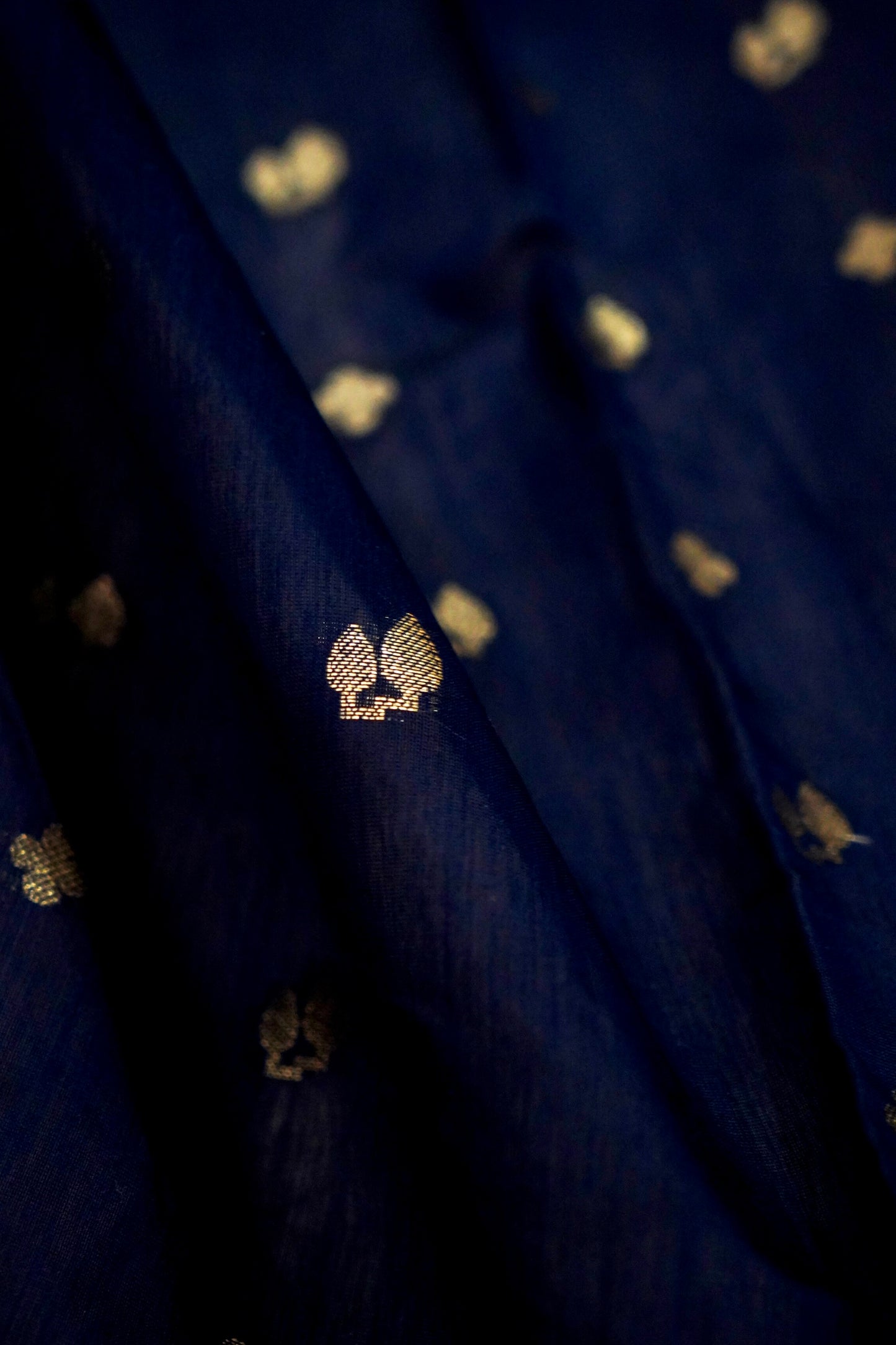 Elegant Navy Blue Pure Banarasi Cotton Saree