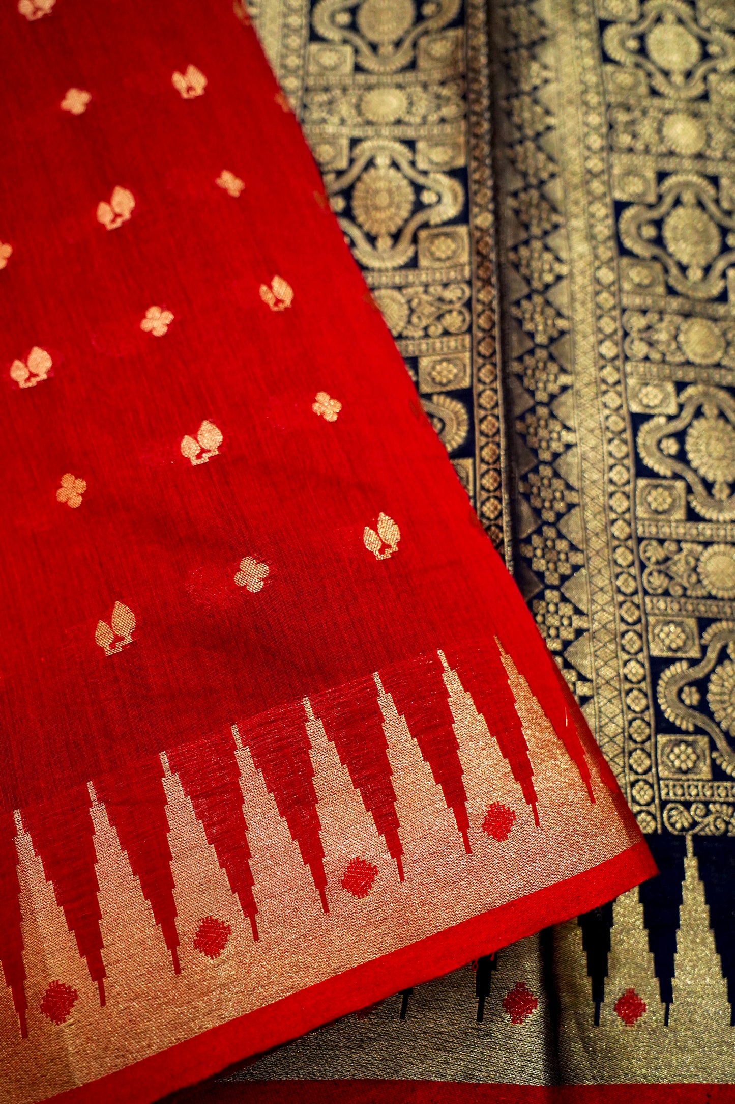 Stunning Red Pure Banarasi Cotton Saree