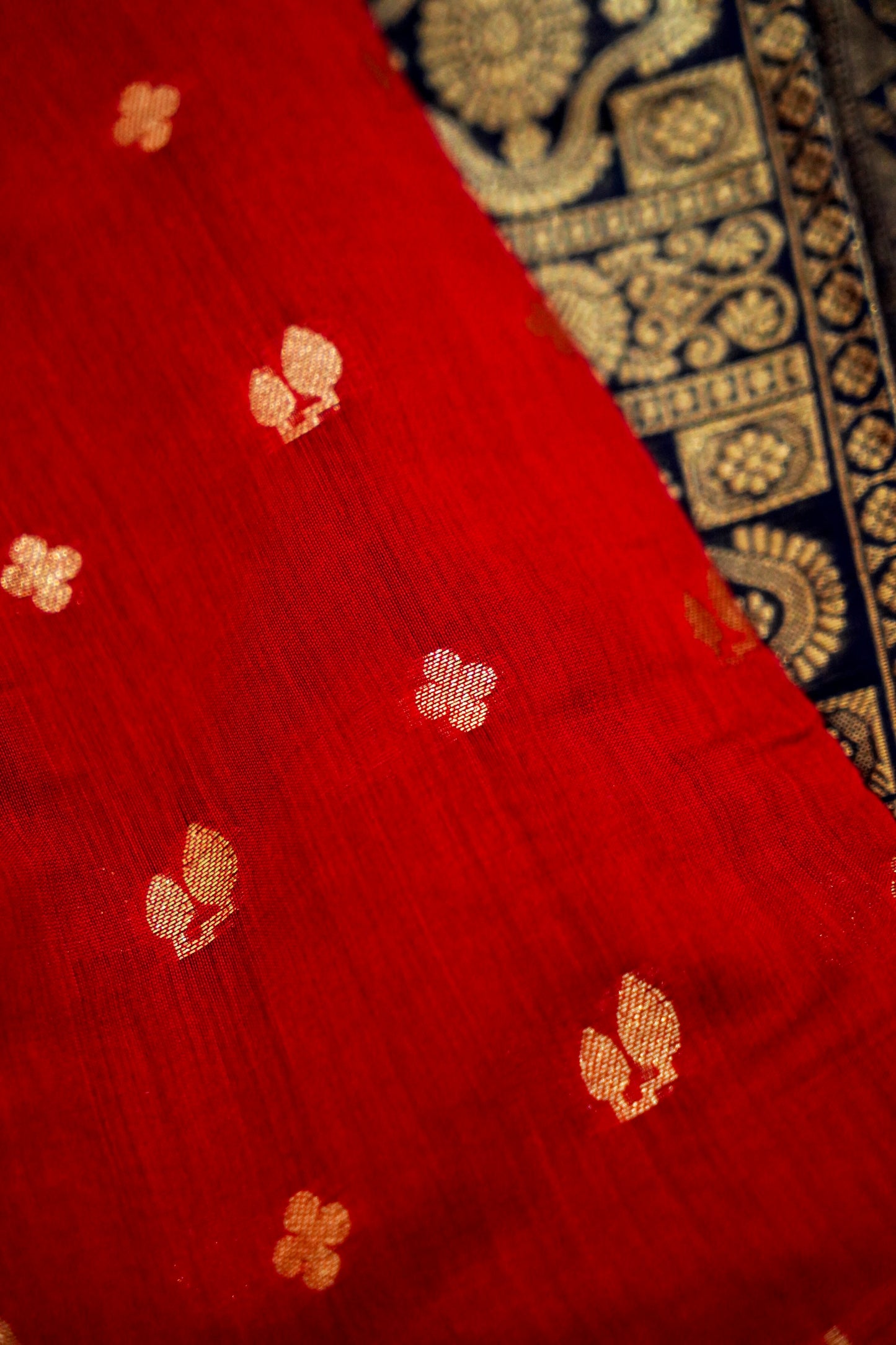 Stunning Red Pure Banarasi Cotton Saree