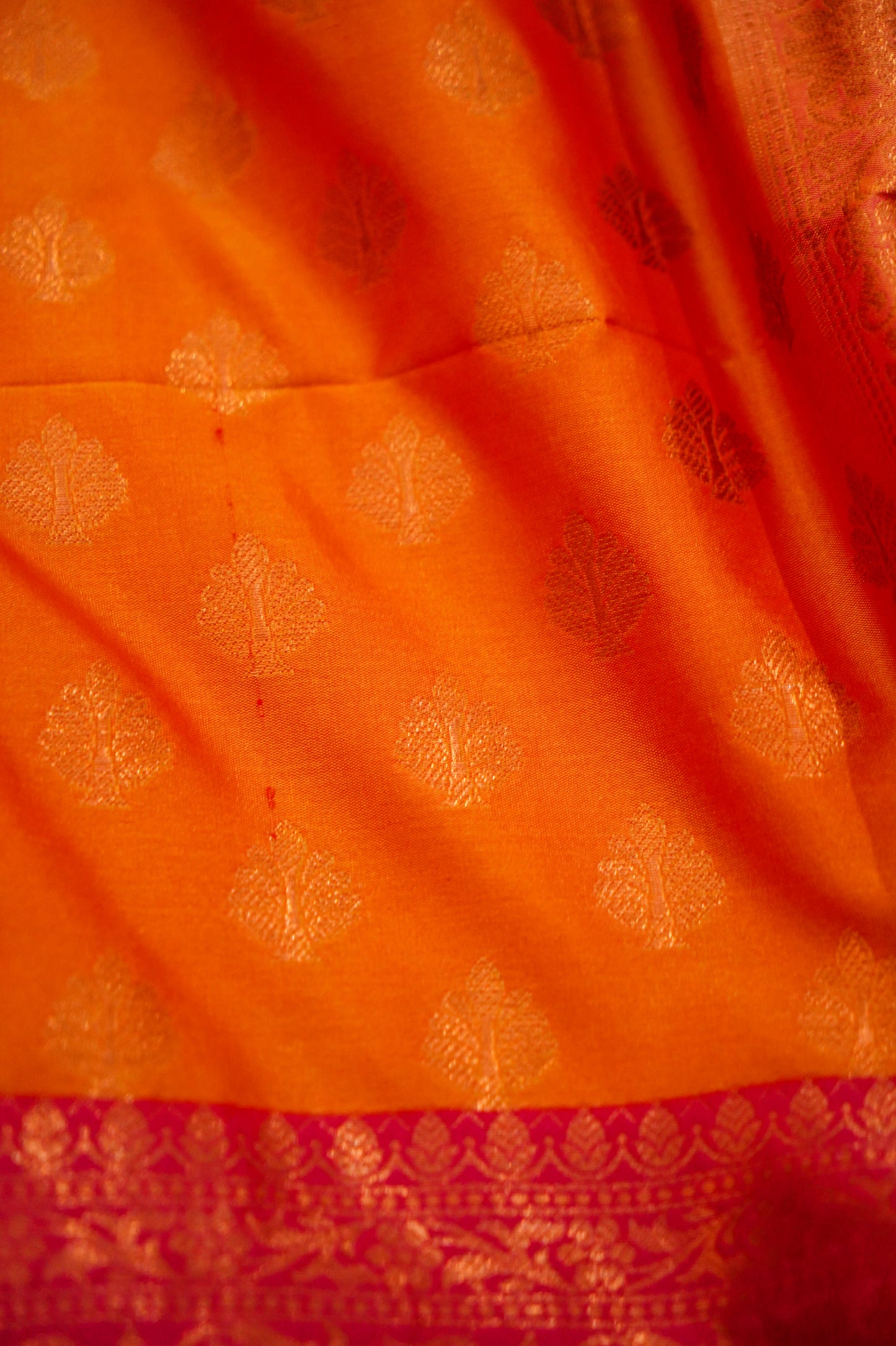 Radiant Orange Banarasi Soft Silk Saree