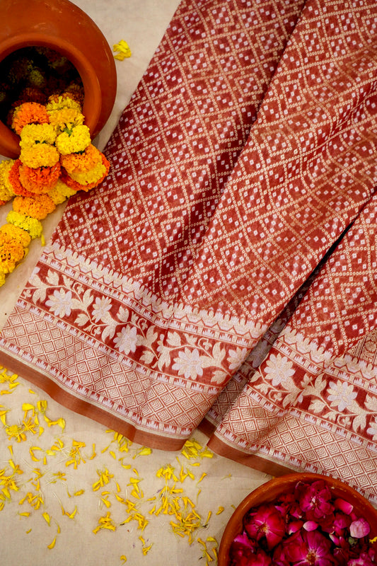 Stunning Red Banarasi Fine Cotton Saree