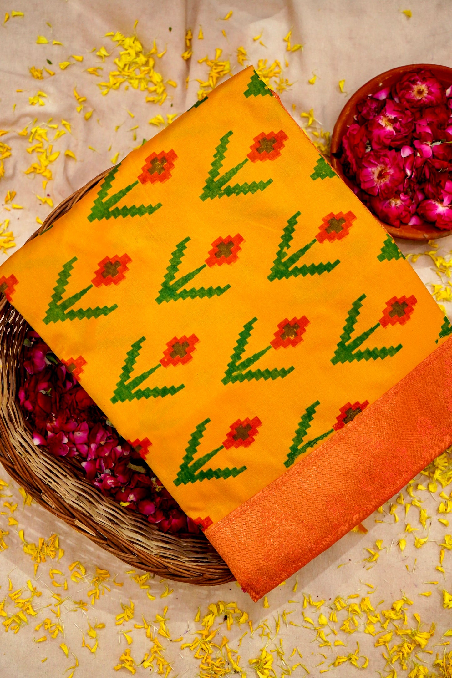 Radiant Yellow Banarasi Soft Silk Saree
