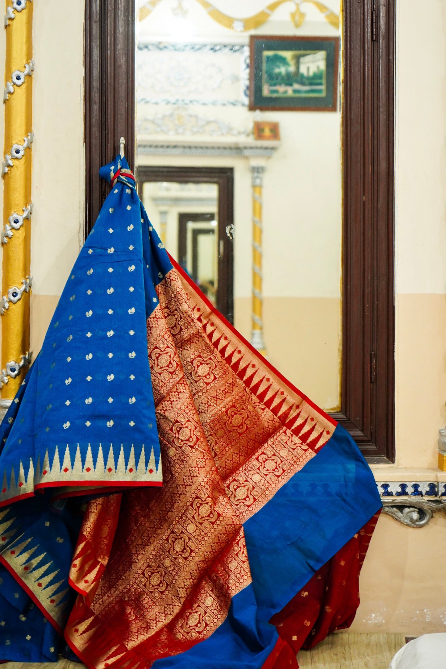 Elegant Blue Pure Banarasi Cotton Saree