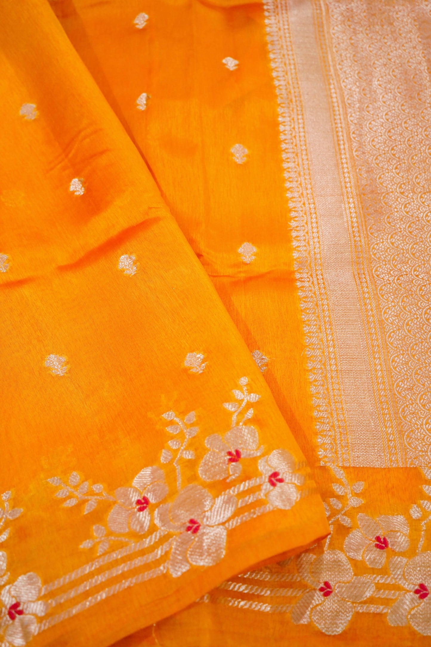 Radiant Orange Raw Mango Silk Saree