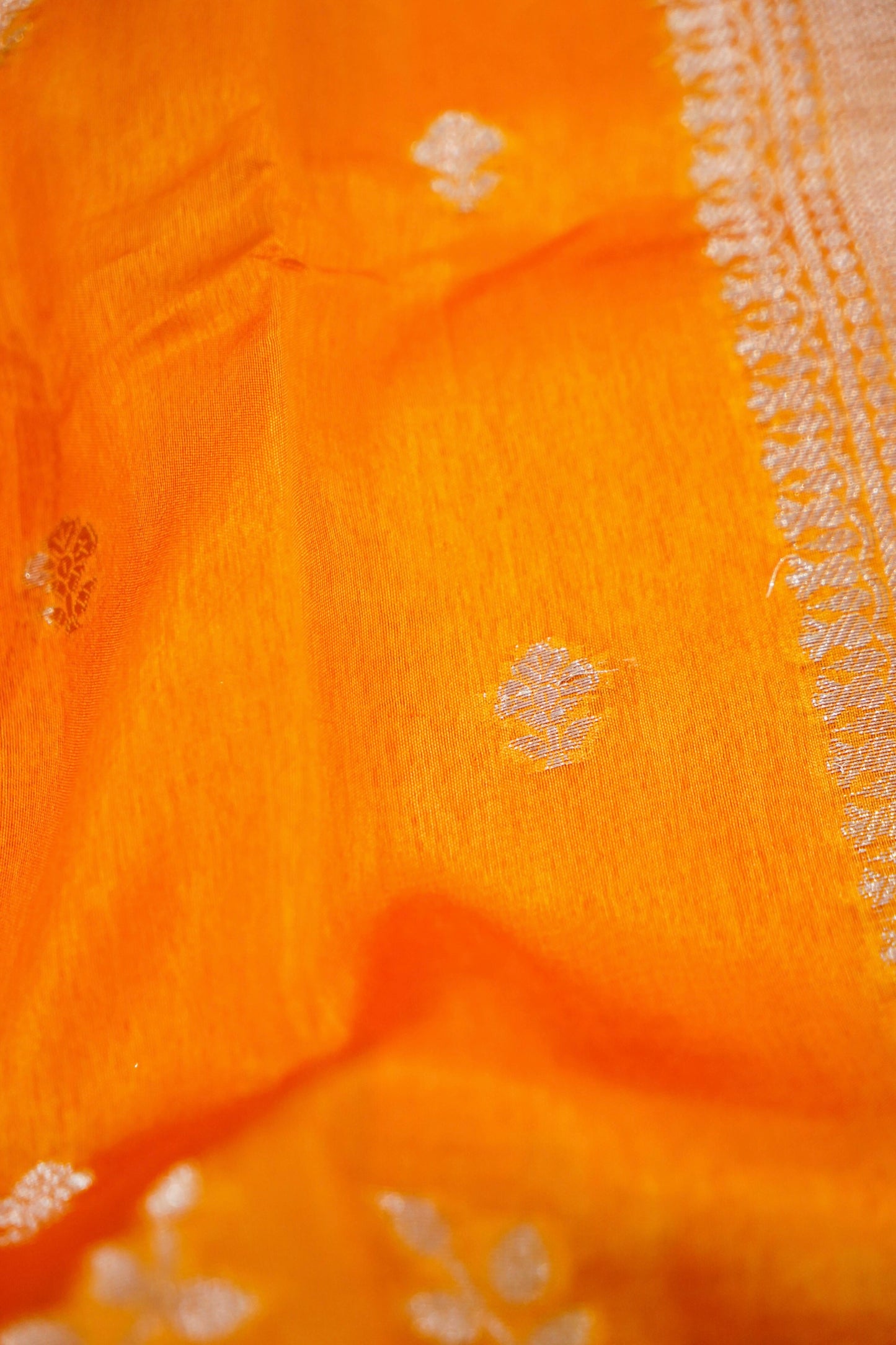 Radiant Orange Raw Mango Silk Saree