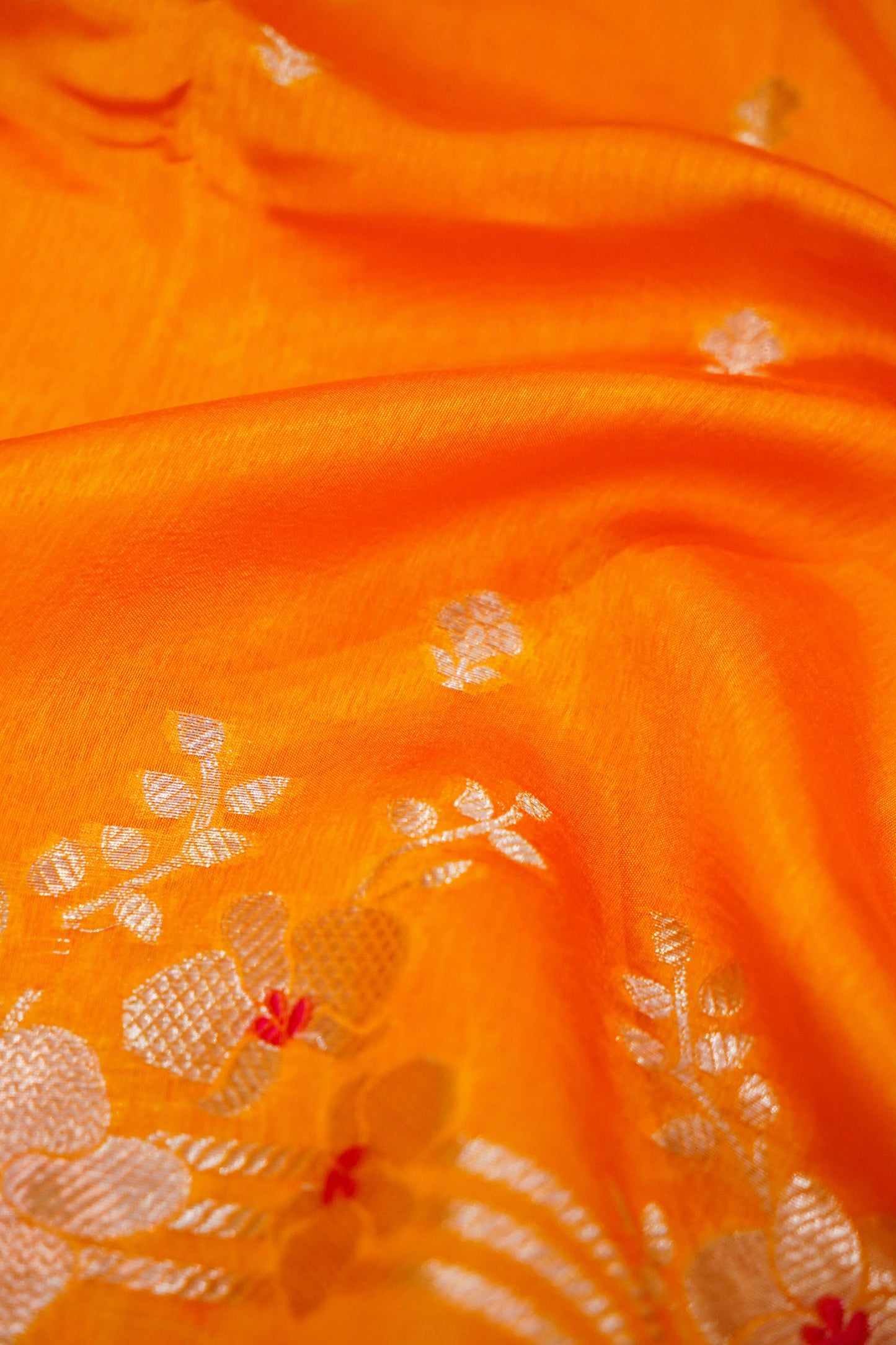 Radiant Orange Raw Mango Silk Saree