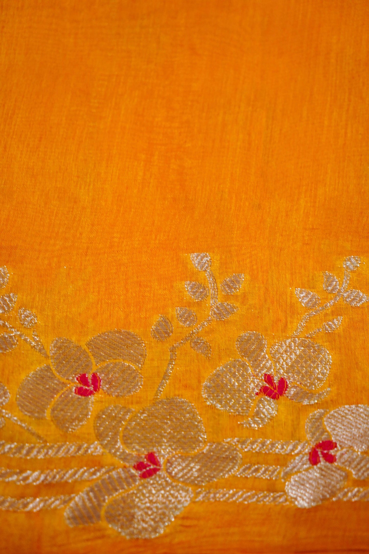 Radiant Orange Raw Mango Silk Saree