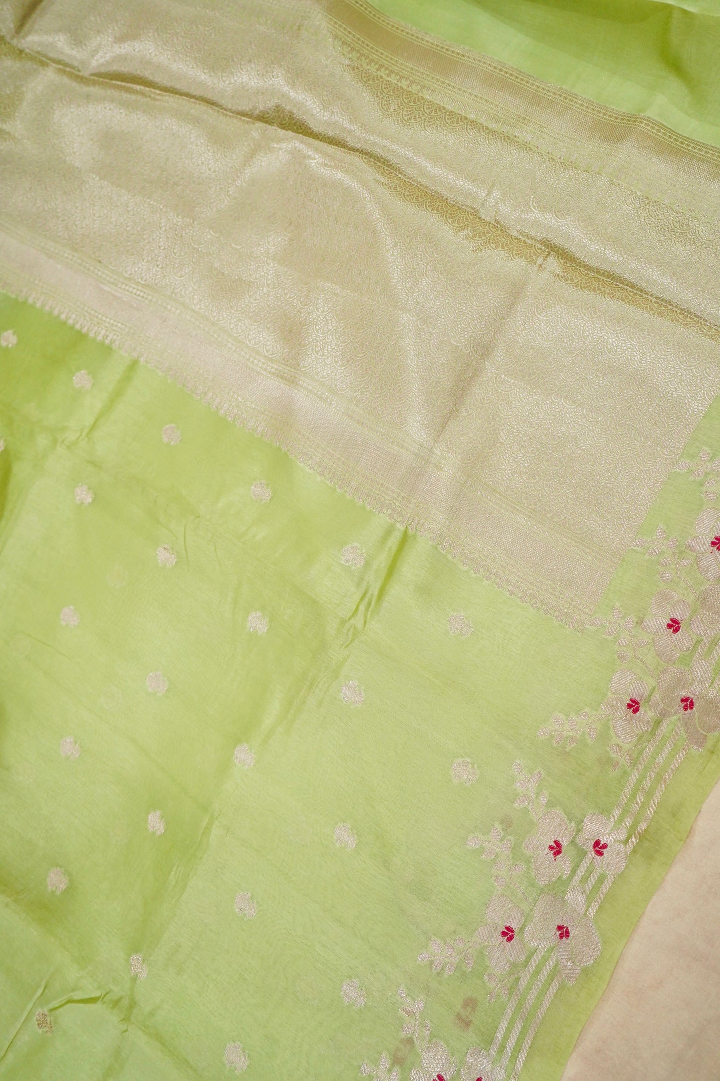 Radiant Green Raw Mango Silk Saree