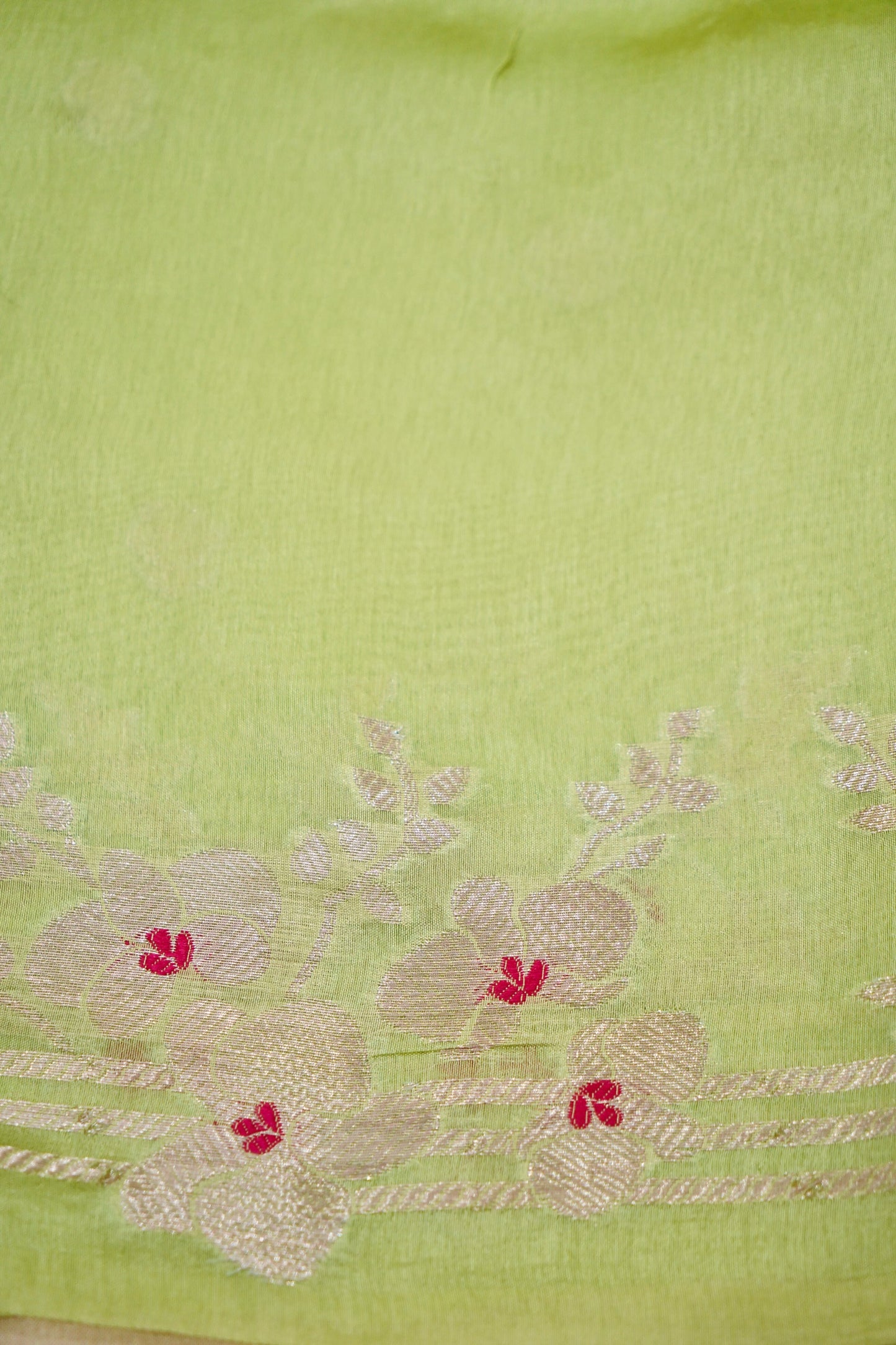 Radiant Green Raw Mango Silk Saree