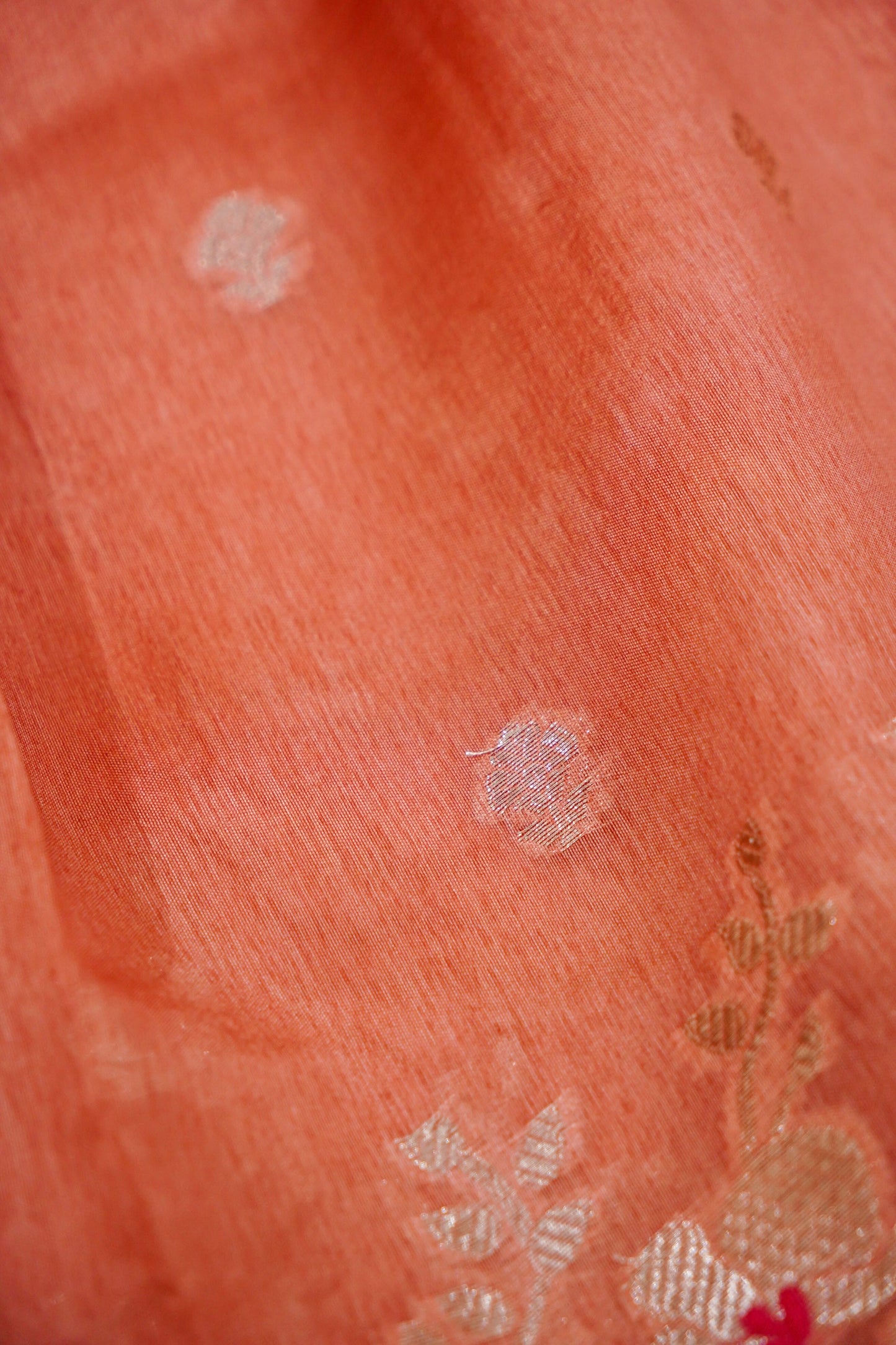 Radiant Peach Pure Raw Mango Silk Saree