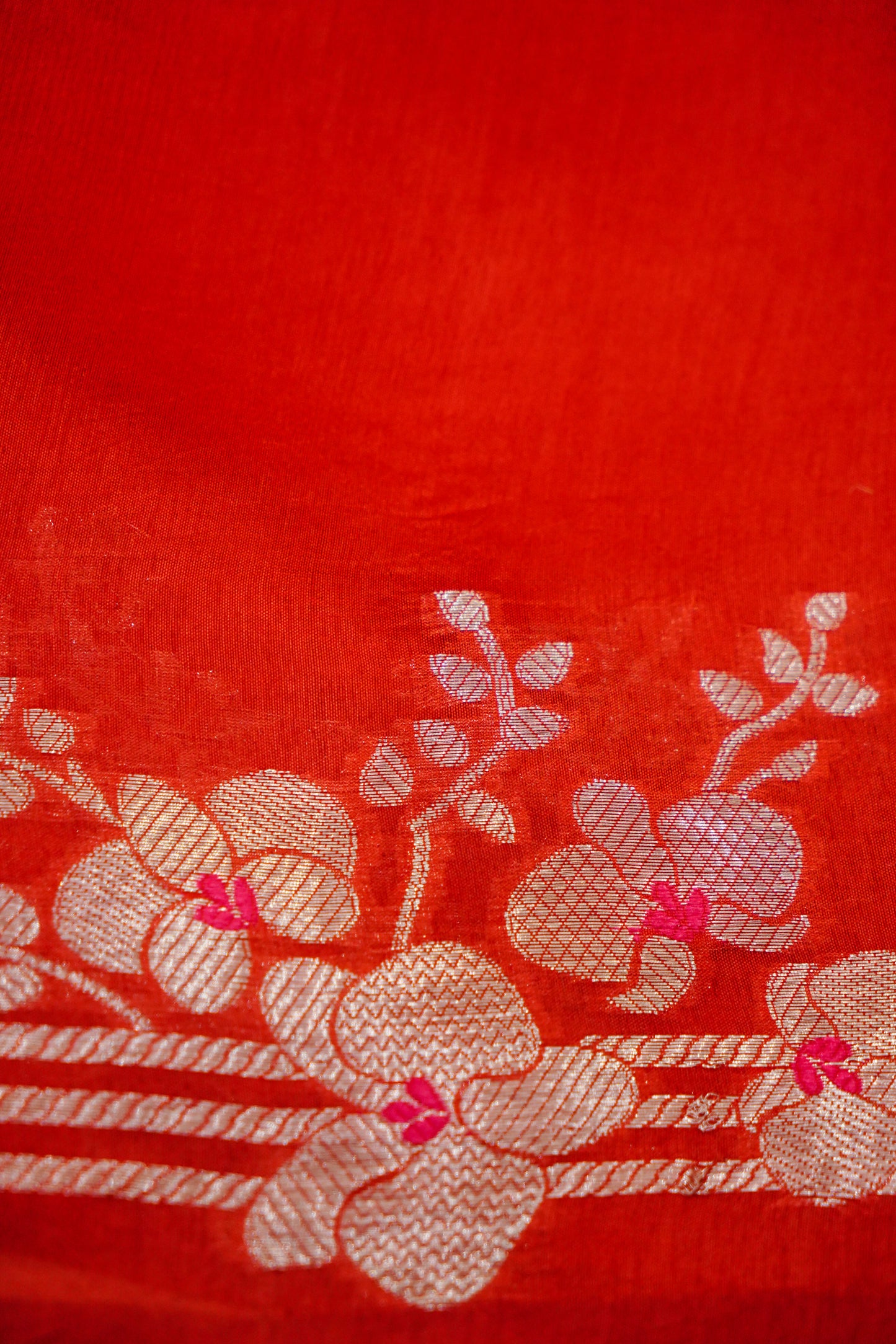 Radiant Red Pure Raw Mango Silk Saree