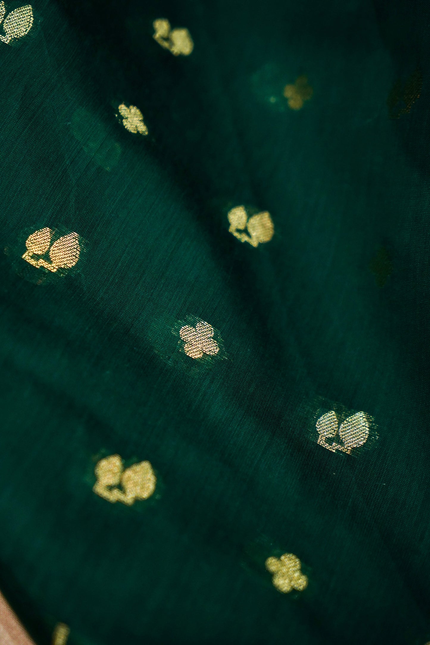 Elegant Dark Green Pure Banarasi Cotton Saree
