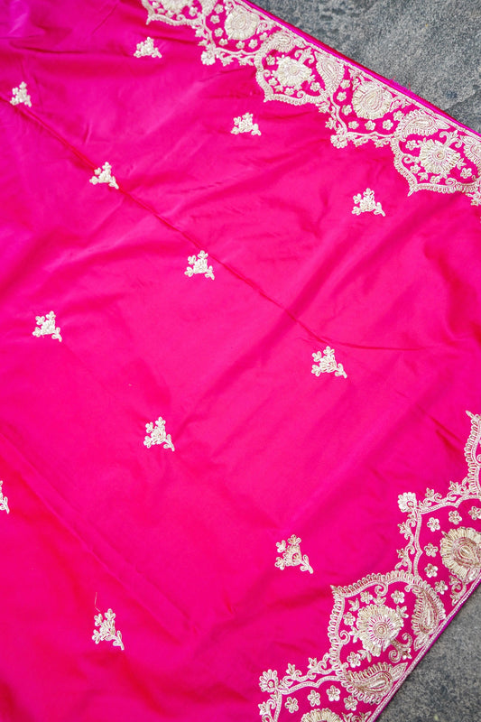 Banarasi Silk Saree With Zardosi Handwork