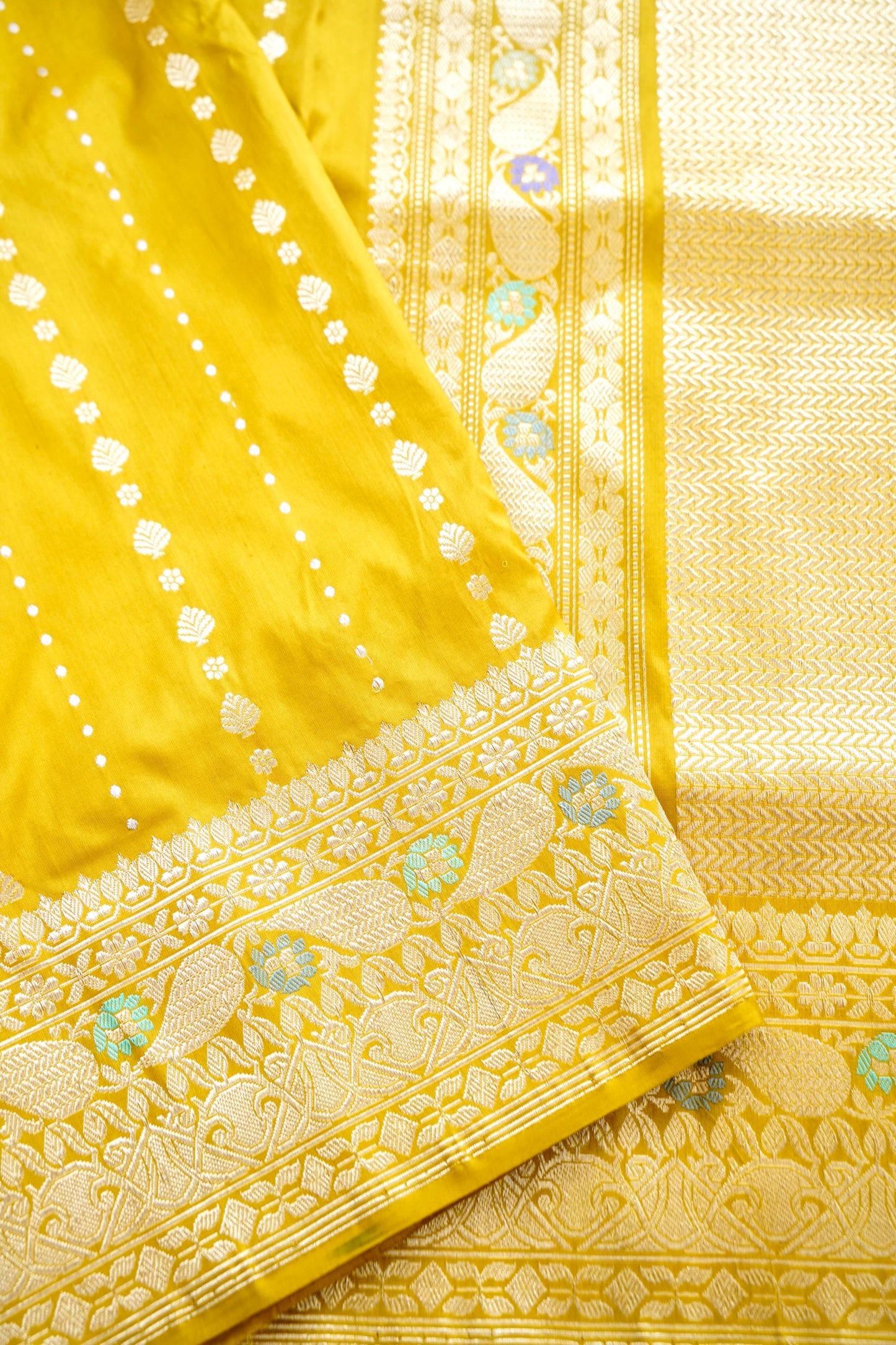Yellow Katan Silk saree