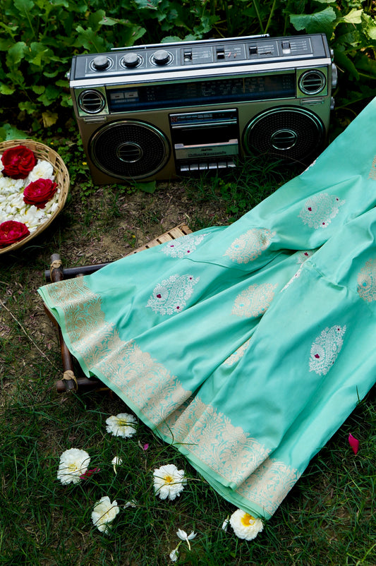 Summer Green Katan Silk Saree