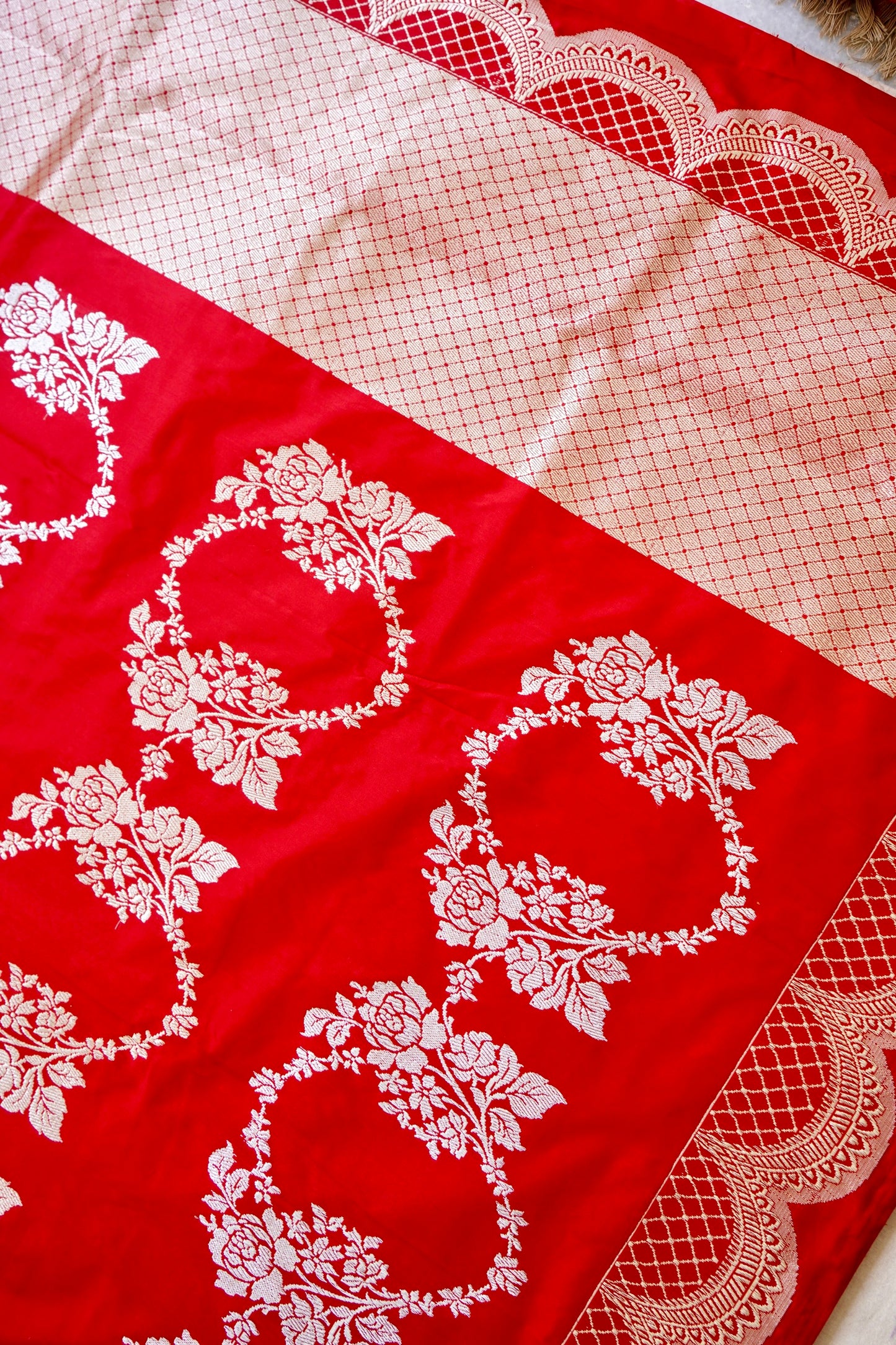 Bridal red banarasi katan silk