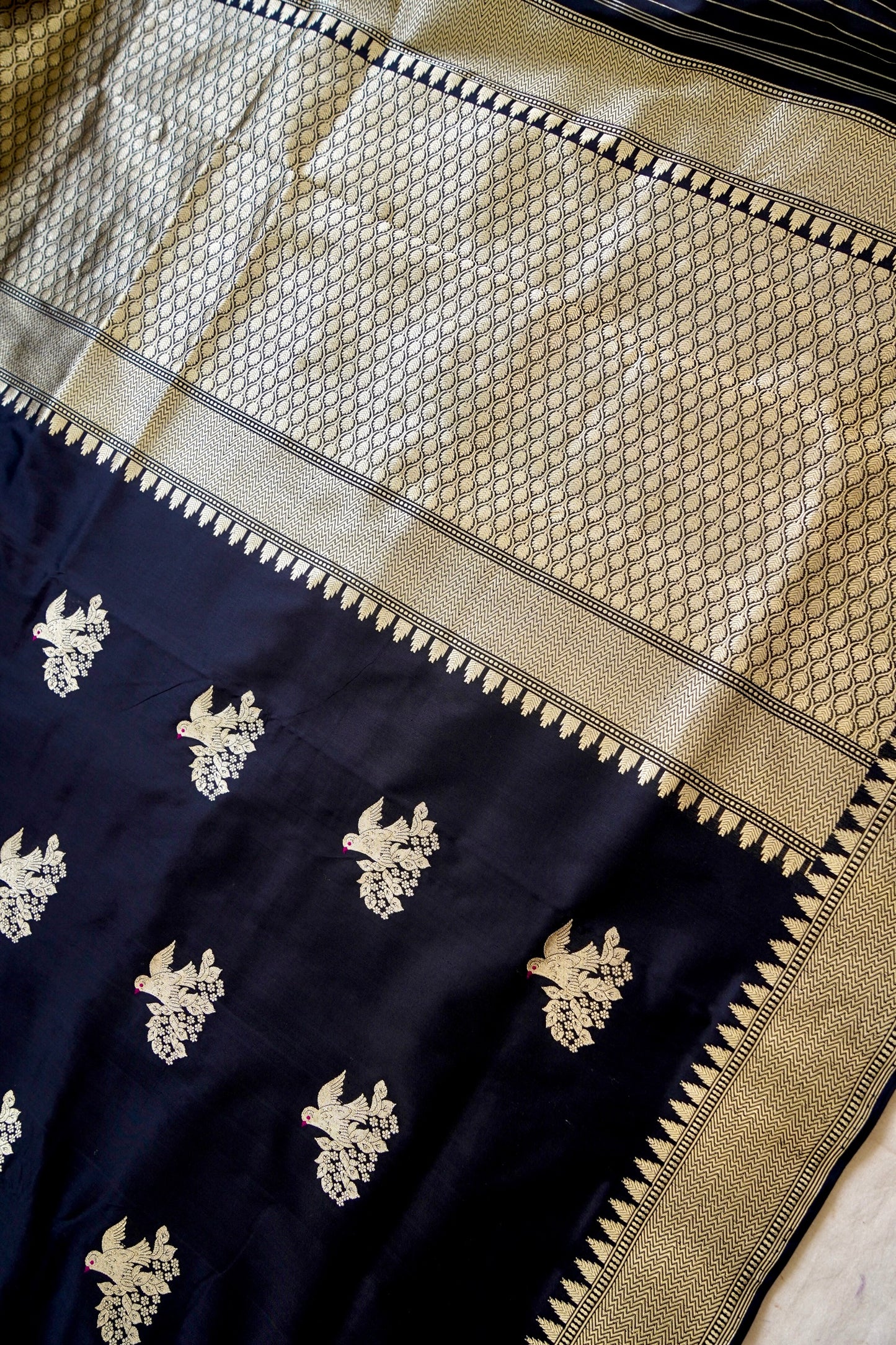 Black Katan Silk Saree