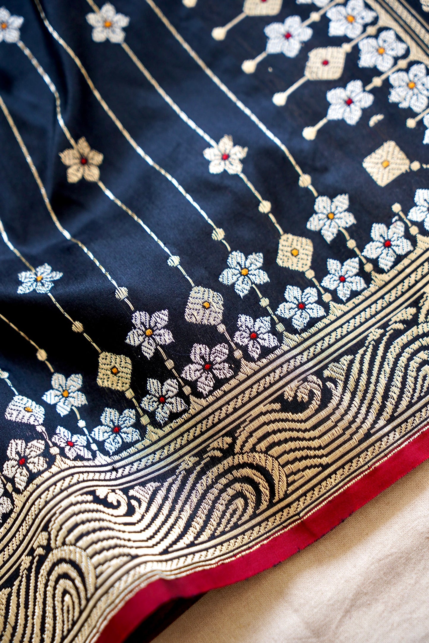 Black Katan Silk Saree