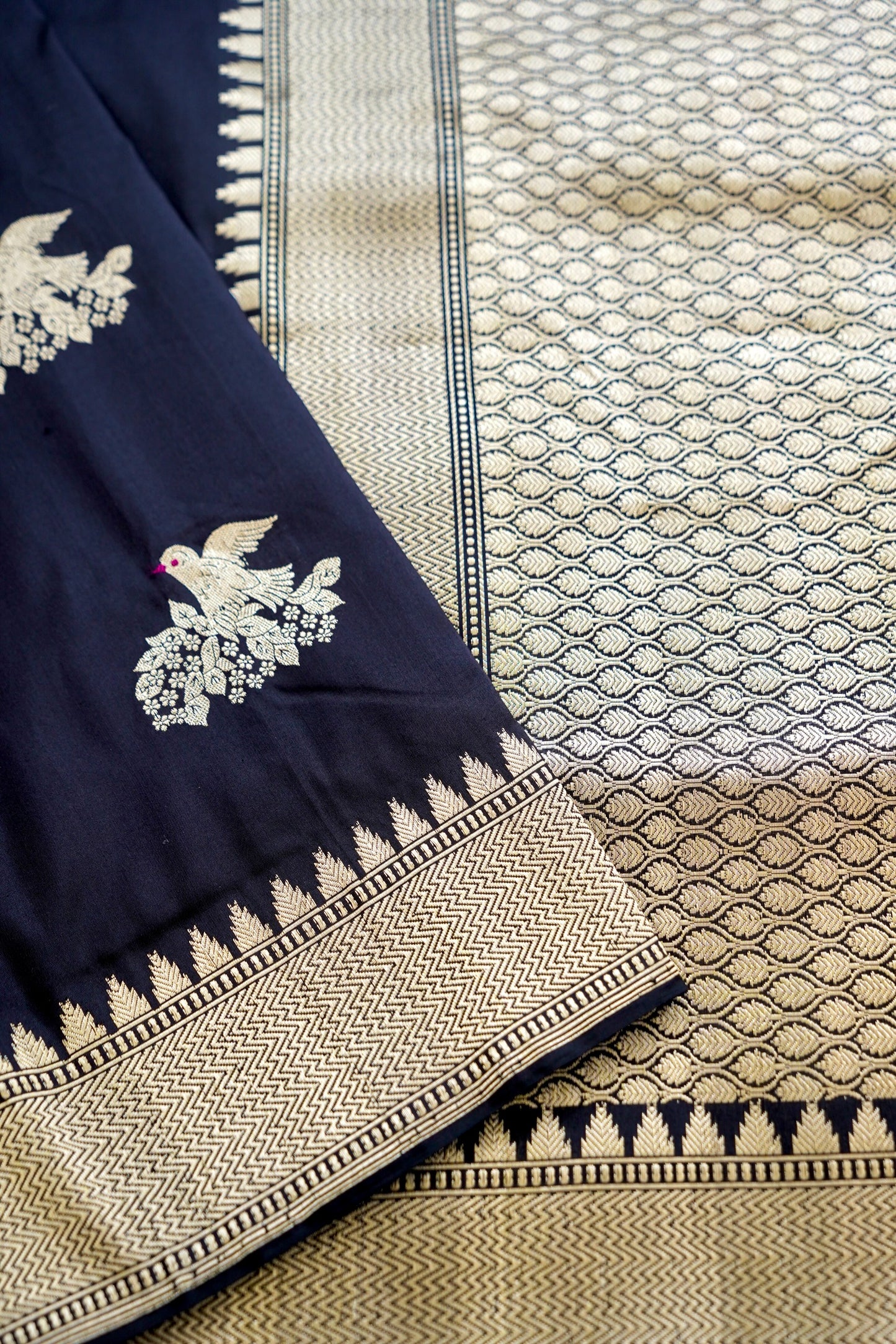 Black Katan Silk Saree