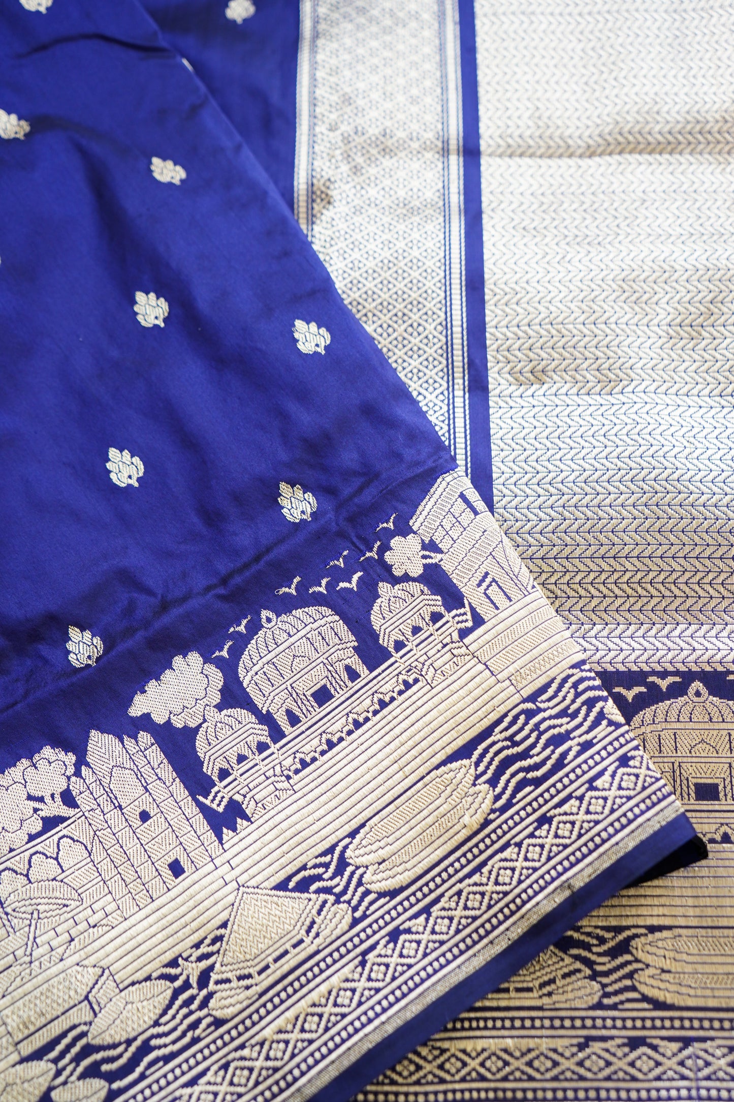 Royal Blue Banaras Ghat Katan Saree
