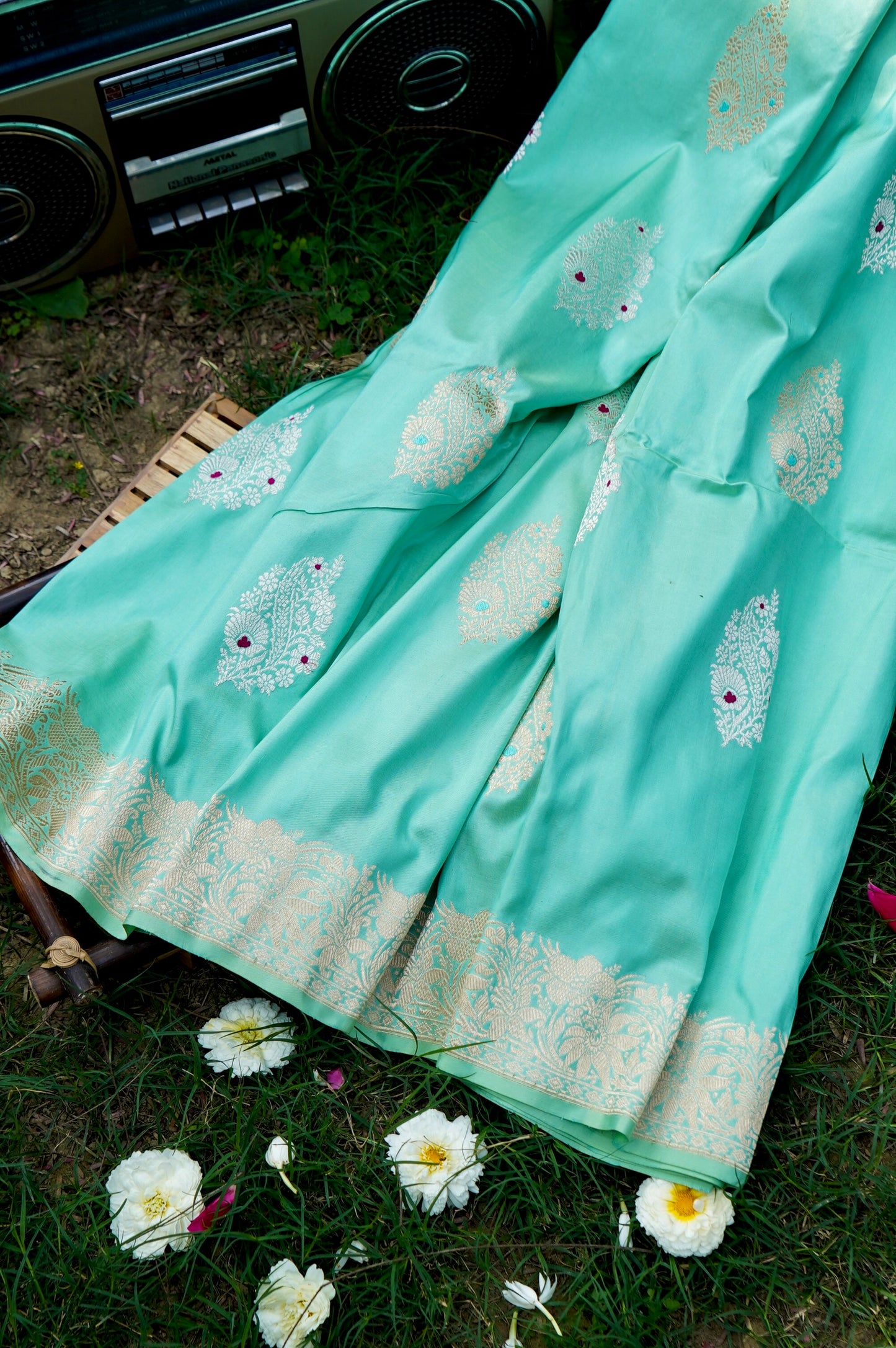 Summer Green Katan Silk Saree