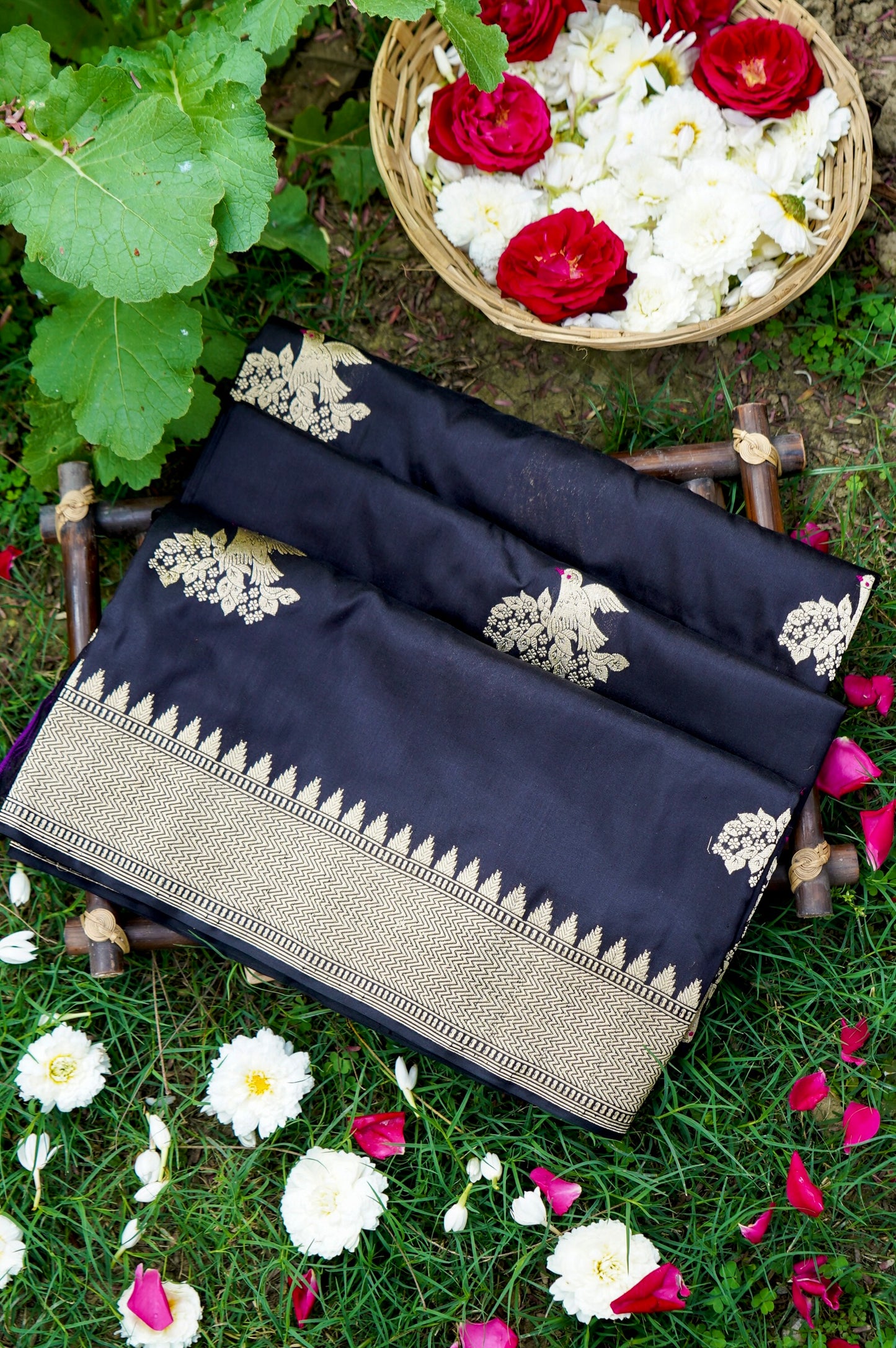 Black Katan Silk Saree