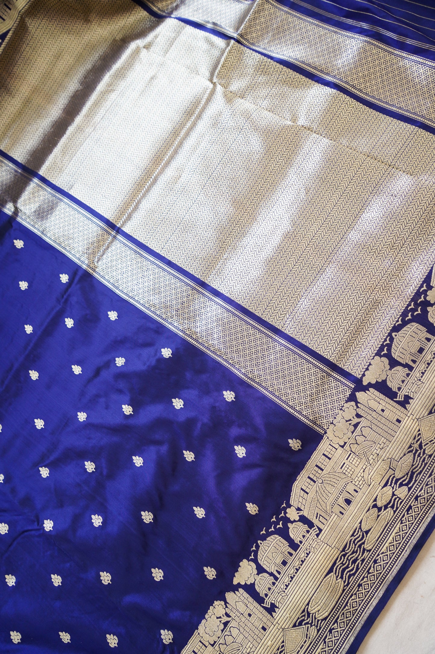 Royal Blue Banaras Ghat Katan Saree